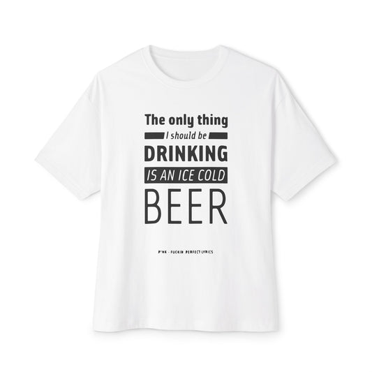 Pop Art Lips & Text Unisex Oversized Boxy Tee - snazzymerch