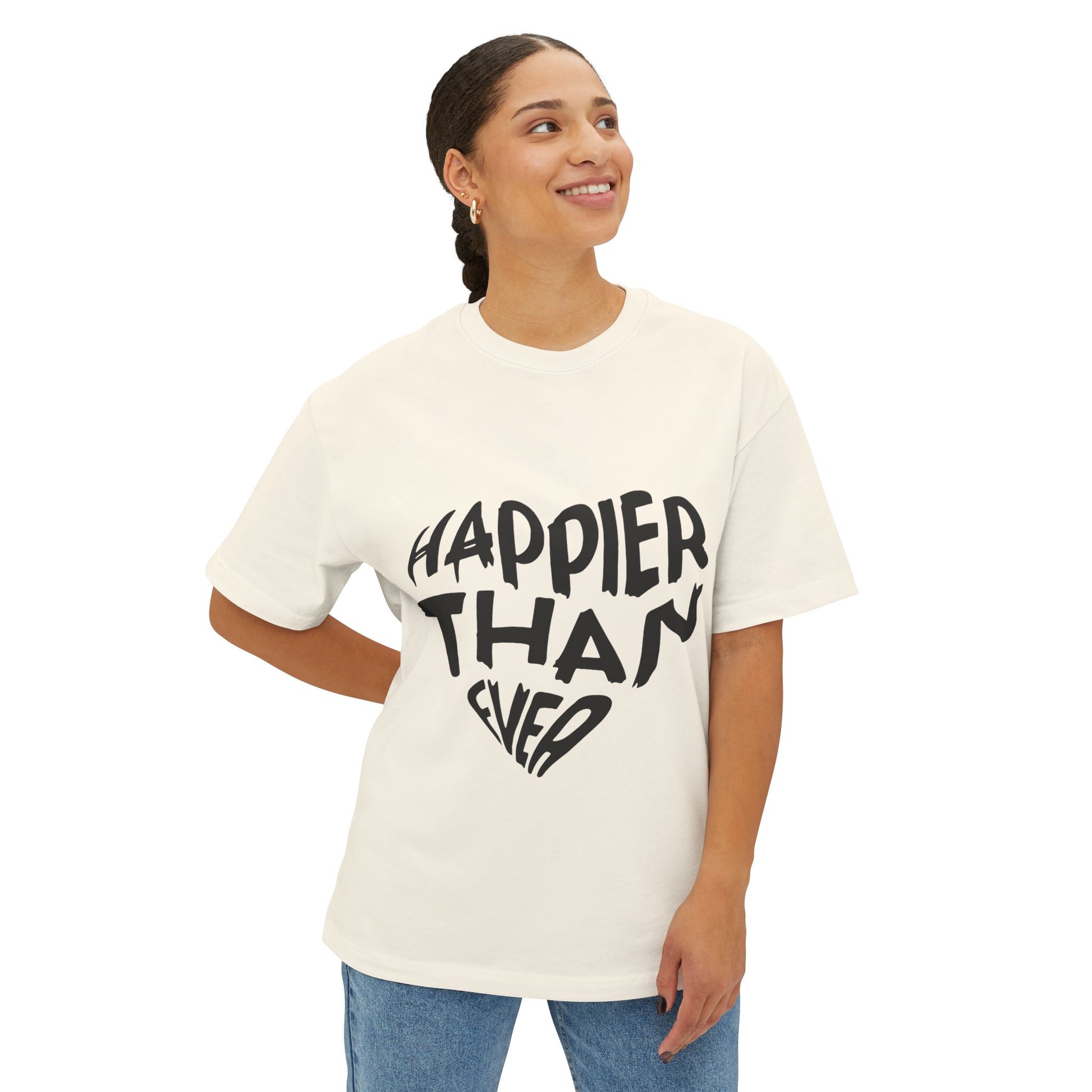 Billie Eilish Inspired Oversized T-Shirt – Happier Heart Lettering Edition Printify