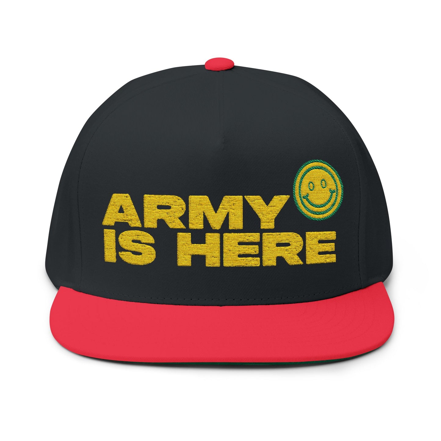 Smiley Army Vibe Flat Bill Cap (Embroidery) - snazzymerch