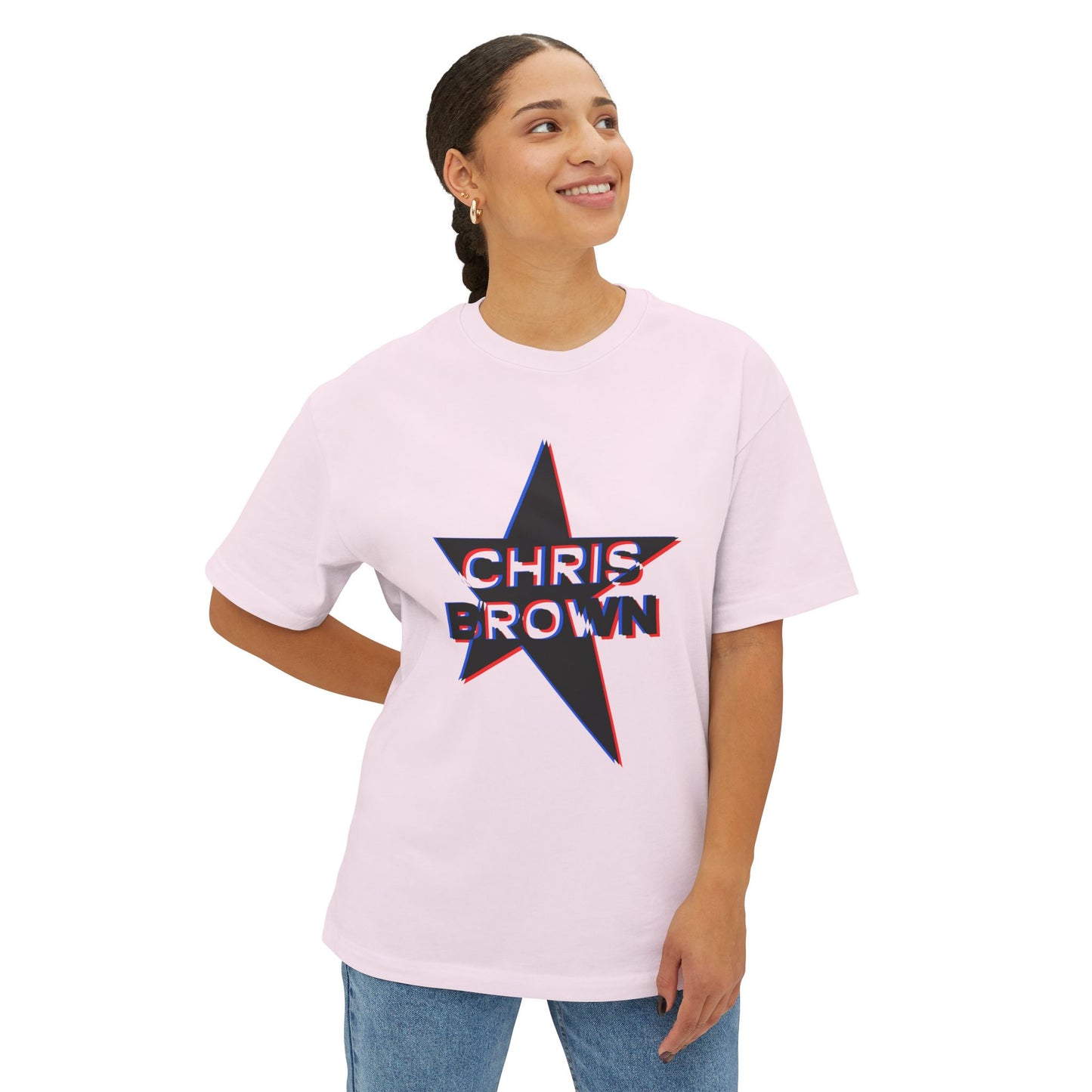 Star Outline Retro Unisex oversized Boxy Tee - snazzymerch