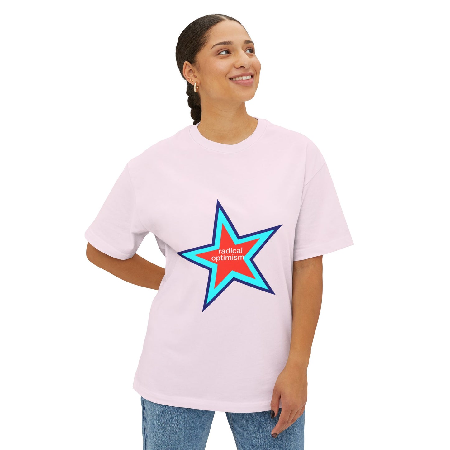 Power of Positivity Star Unisex Oversized Boxy Tee - snazzymerch