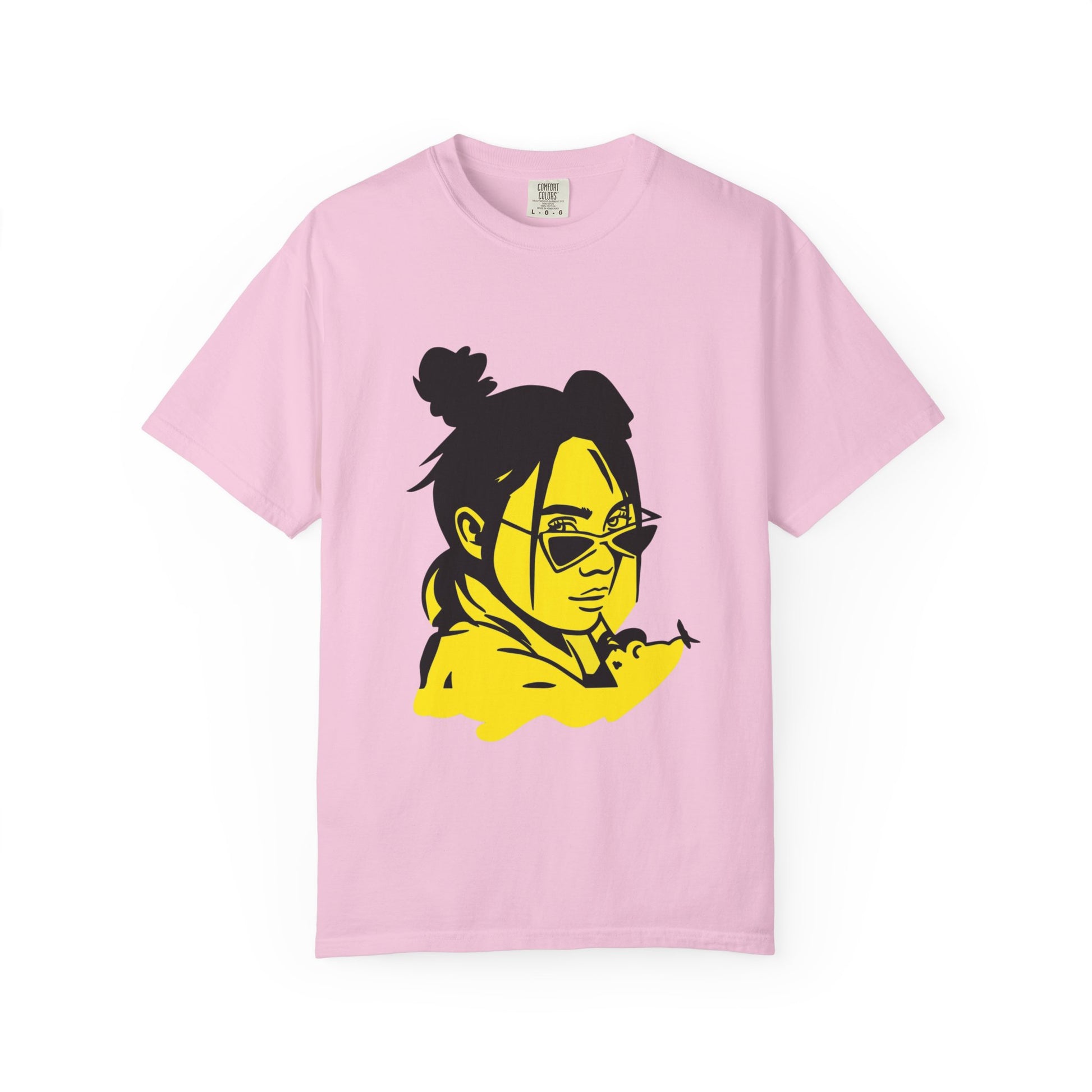 Billie Eilish Inspired Dyed T-shirt – Neon Mood Portrait Edition Printify