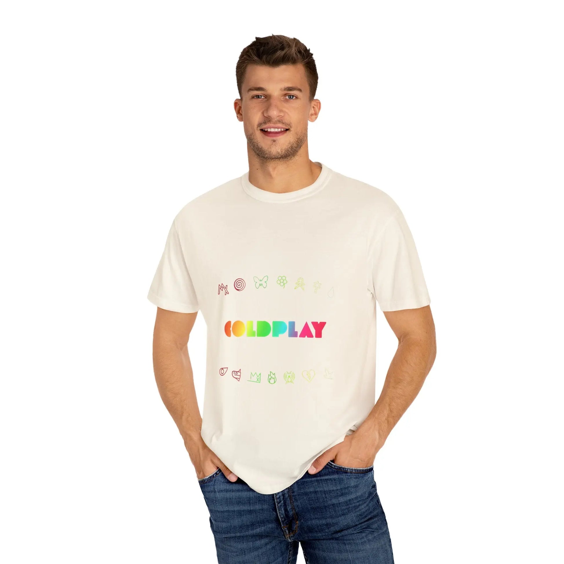 Unisex Garment-Dyed T-Shirt Inspired by Coldplay’s Signage Printify