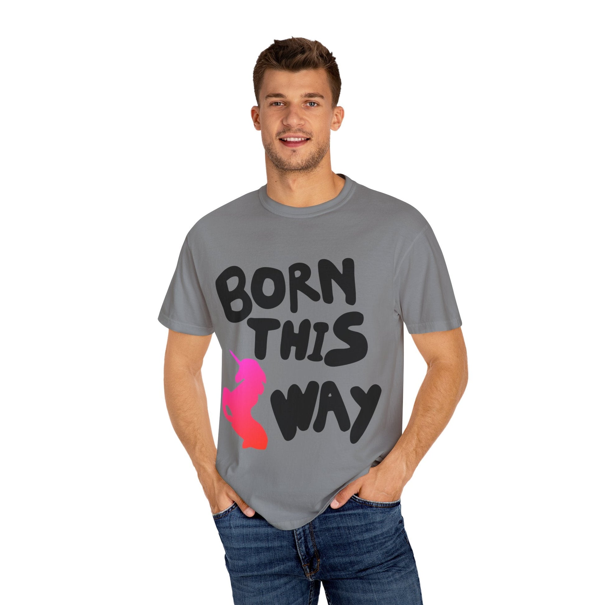 Born This Way Unicorn-Unisex Dyed Tshirt Printify