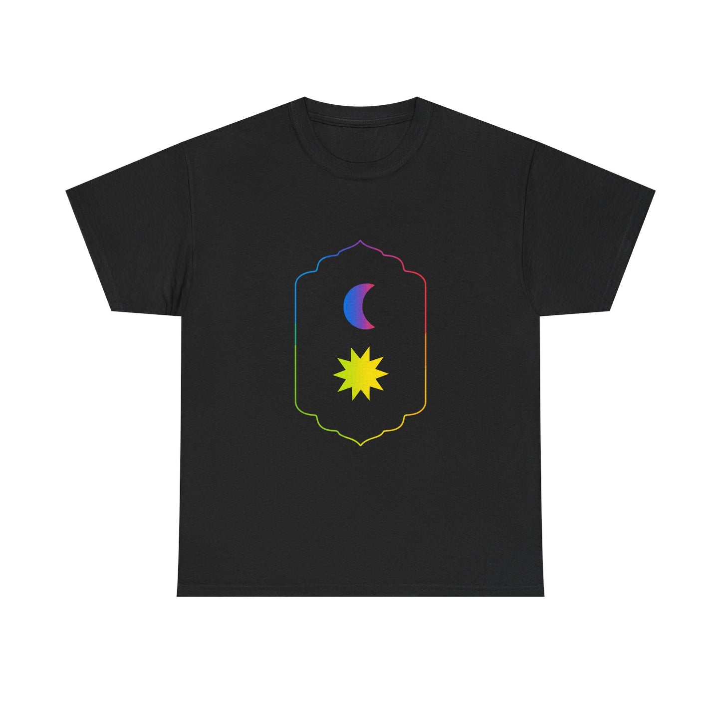 Gradient Moon and Star Emblem Unisex Cotton Tee Printify