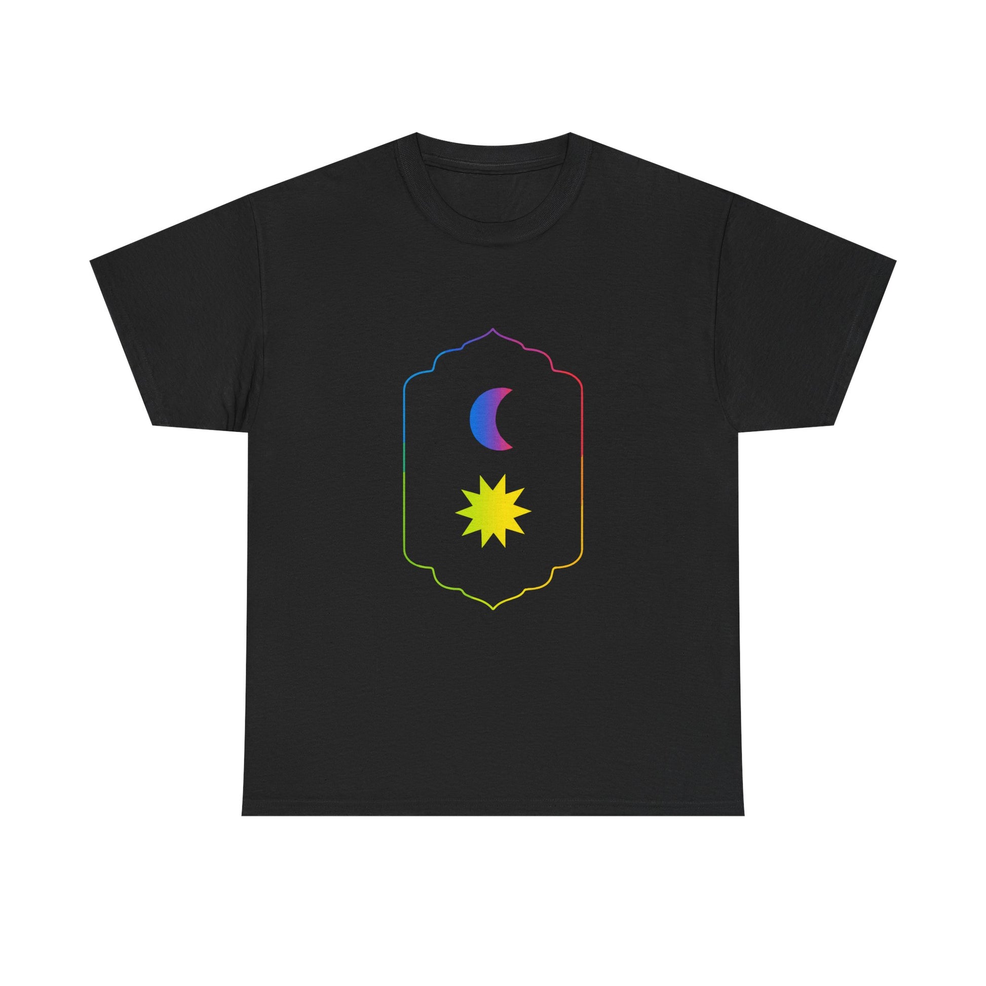 Gradient Moon and Star Emblem Unisex Cotton Tee Printify