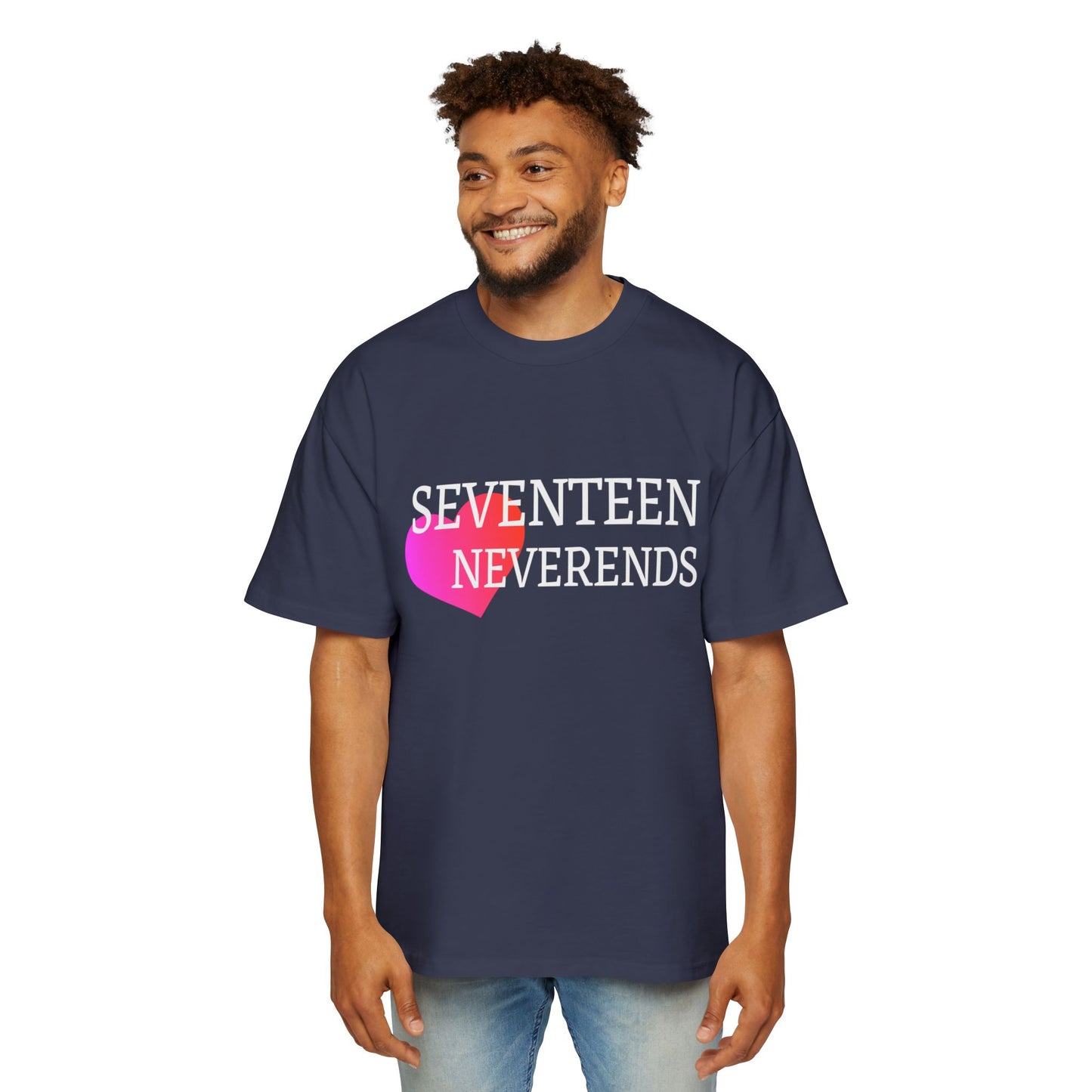 Never Ends Heart Men's Heavy Oversized Tee - snazzymerch