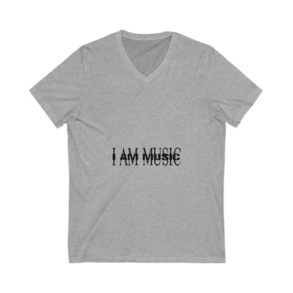 Glitched Red Text Effect Unisex Jersey Short Sleeve V-Neck Tee - snazzymerch