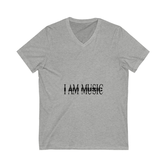 Glitched Red Text Effect Unisex Jersey Short Sleeve V-Neck Tee - snazzymerch