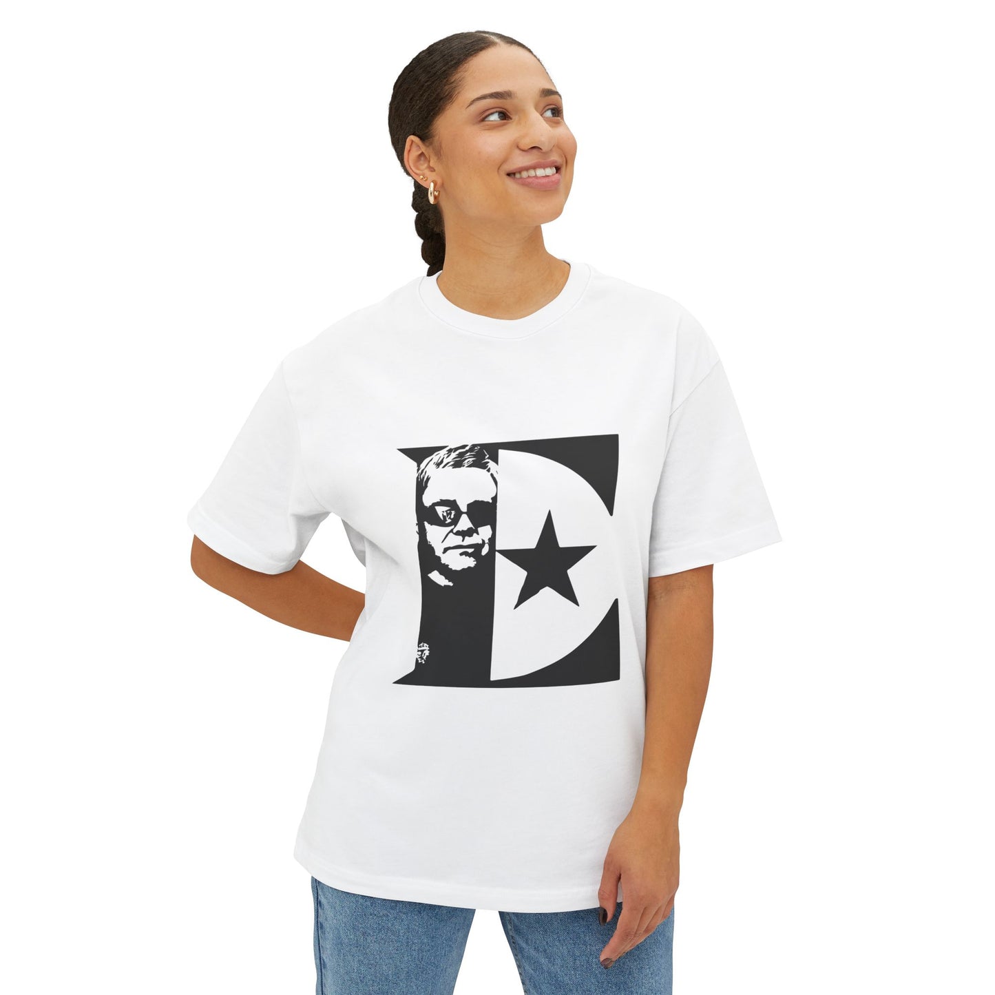 Black & White Portrait Unisex Oversized Boxy Tee - snazzymerch