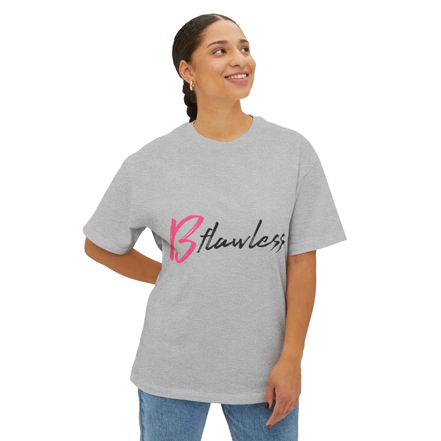 Bold Script “Be Flawless” Unisex Oversized Boxy Tee - snazzymerch
