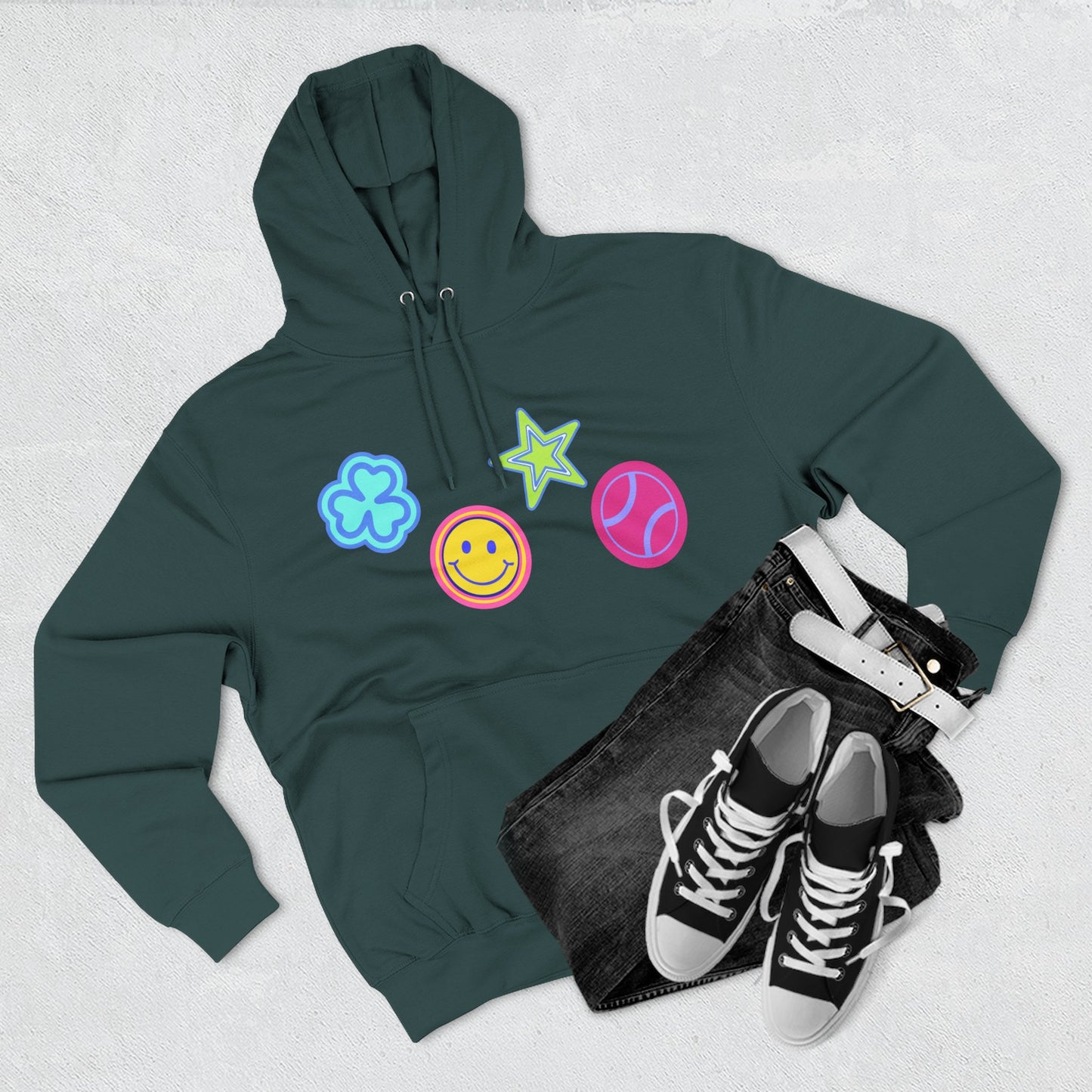 Lucky Star & Clover Patch Three-Panel Fleece Hoodie - snazzymerch