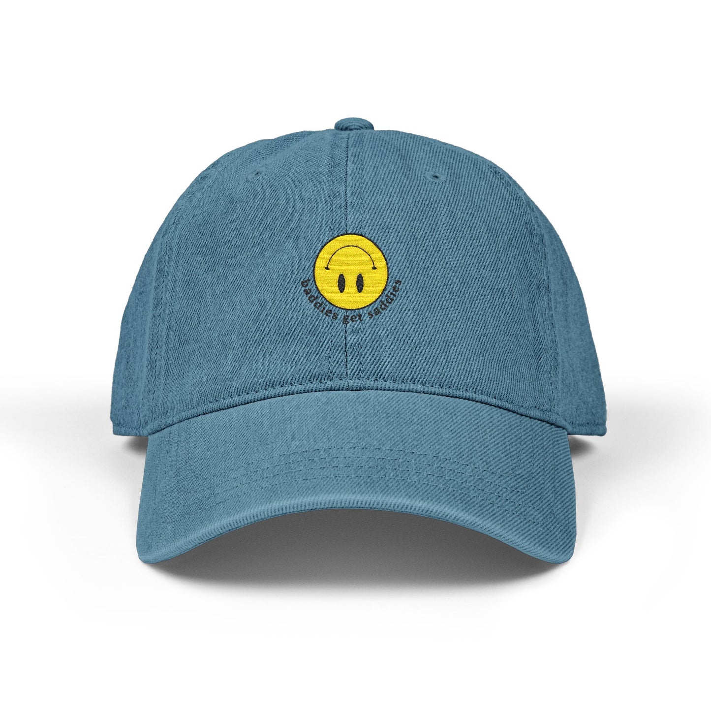 Yellow Smiley Denim Hat (Embroidery) - snazzymerch