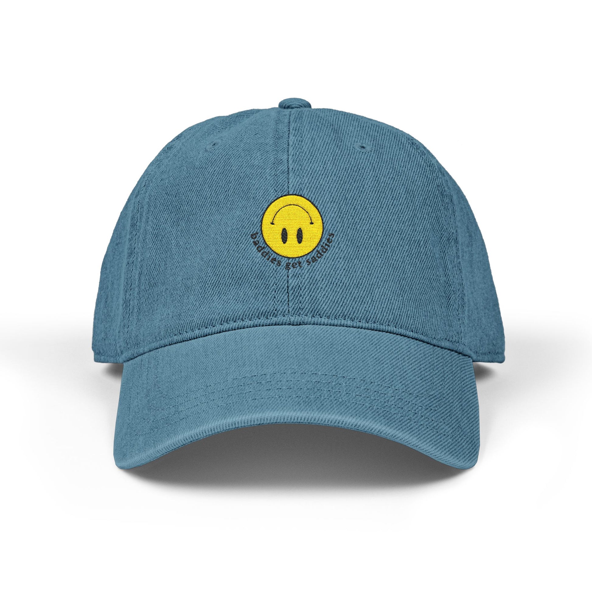 Yellow Smiley Denim Hat (Embroidery) - snazzymerch