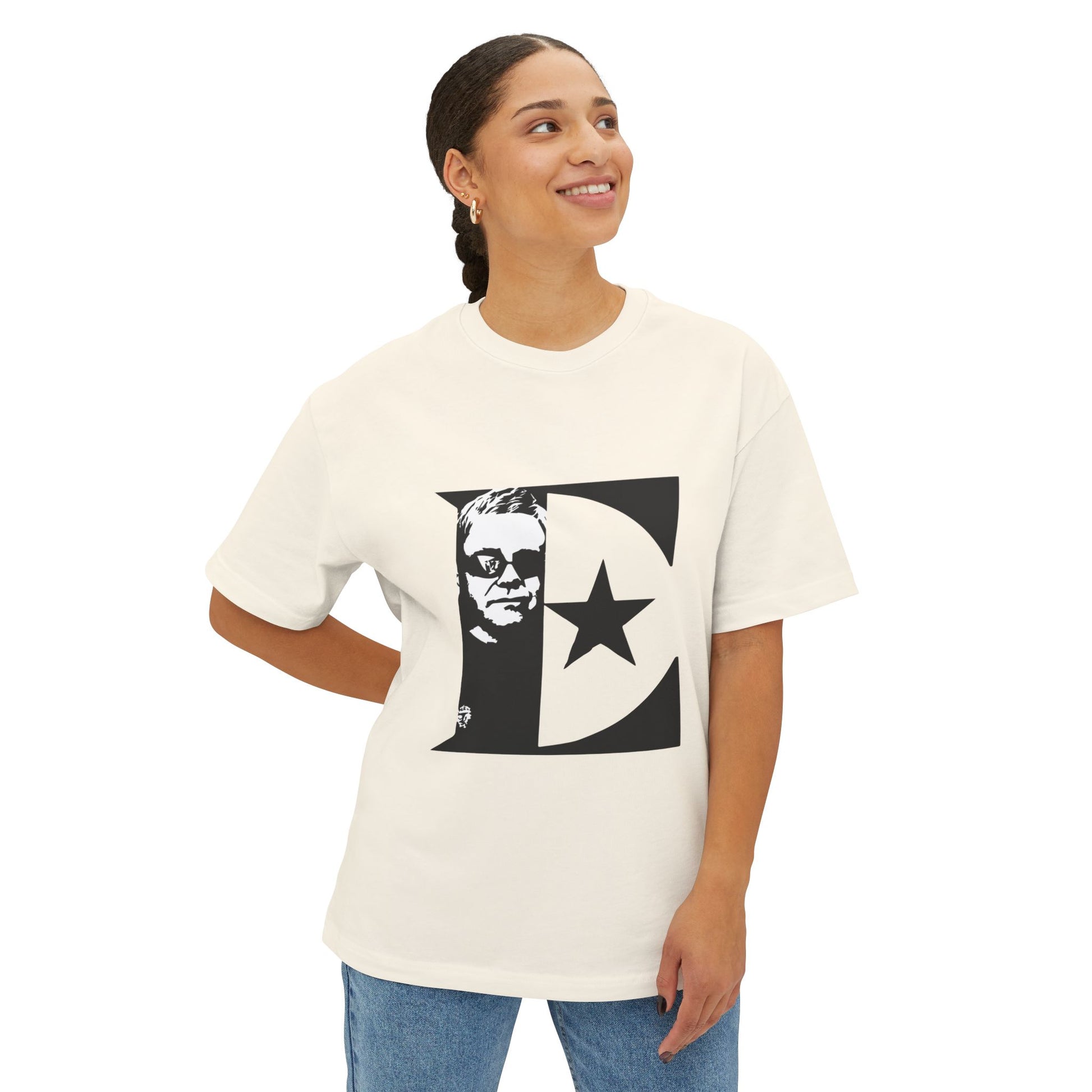 Black & White Portrait Unisex Oversized Boxy Tee - snazzymerch