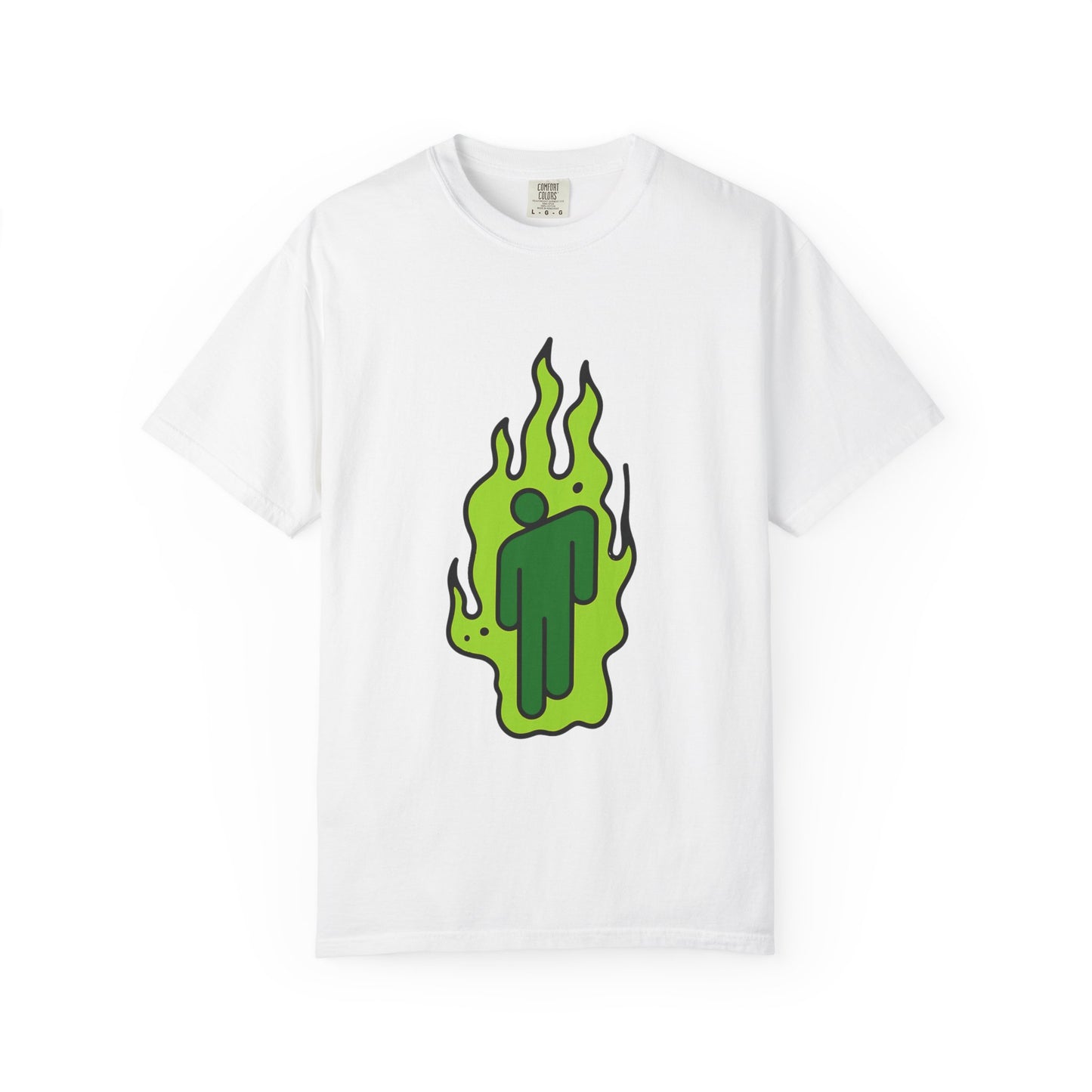 Billie Eilish Inspired Dyed T-shirt – Green Flame Icon Edition Printify