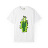 Billie Eilish Inspired Dyed T-shirt – Green Flame Icon Edition Printify