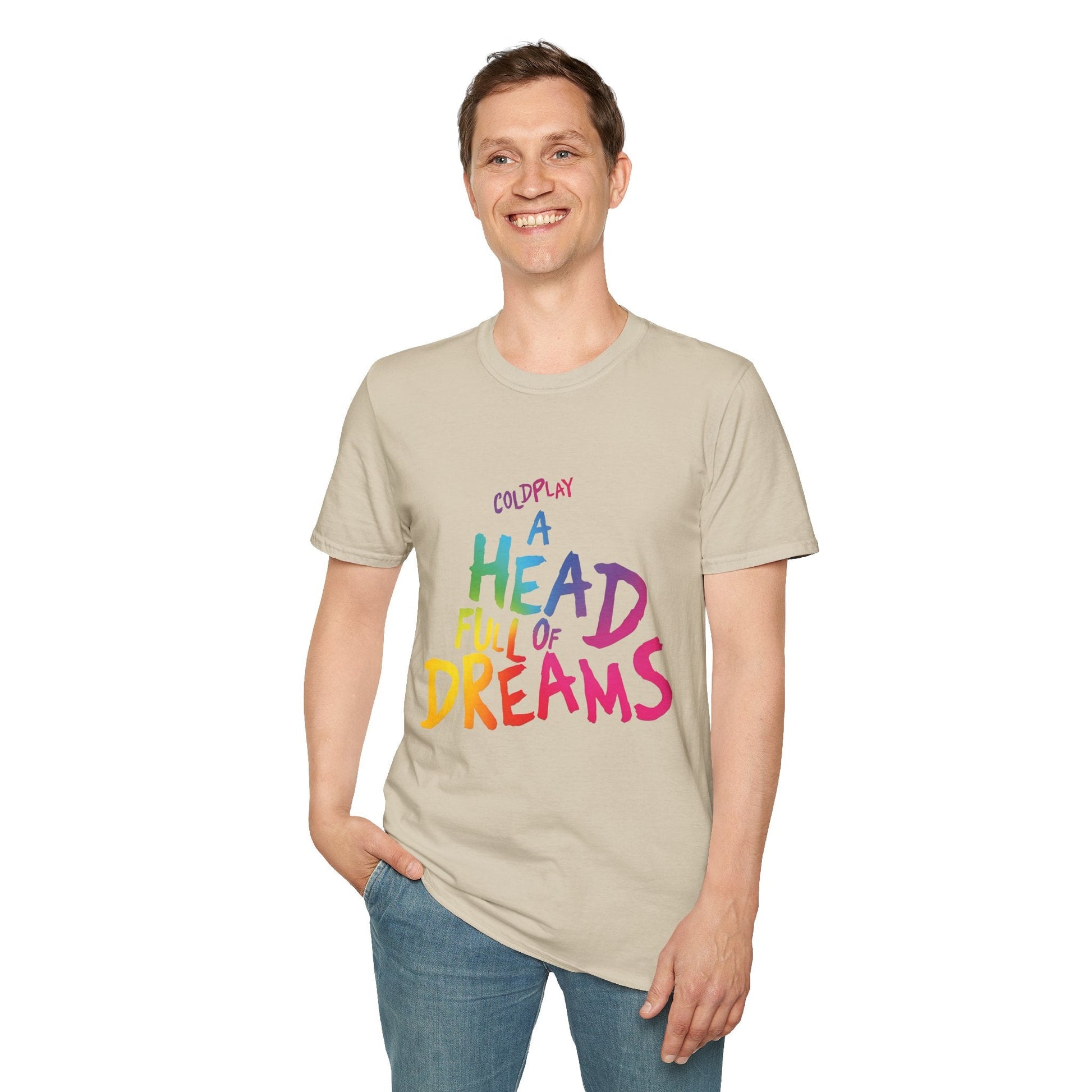 Unisex Softstyle T-Shirt Inspired by Coldplay’s Iconic A Head Full of Dreams Printify