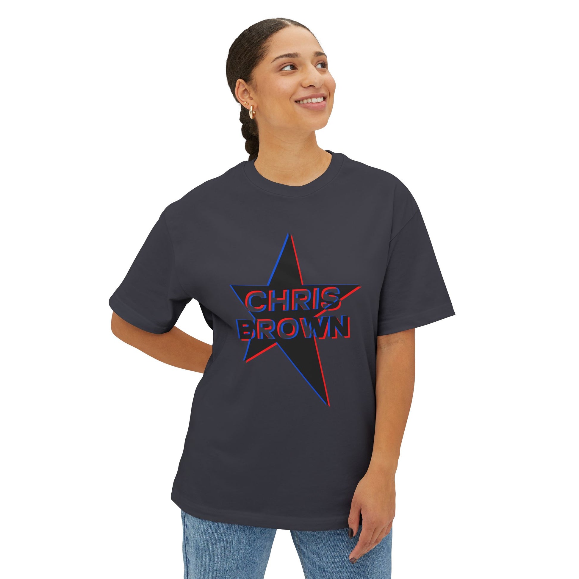 Star Outline Retro Unisex oversized Boxy Tee - snazzymerch