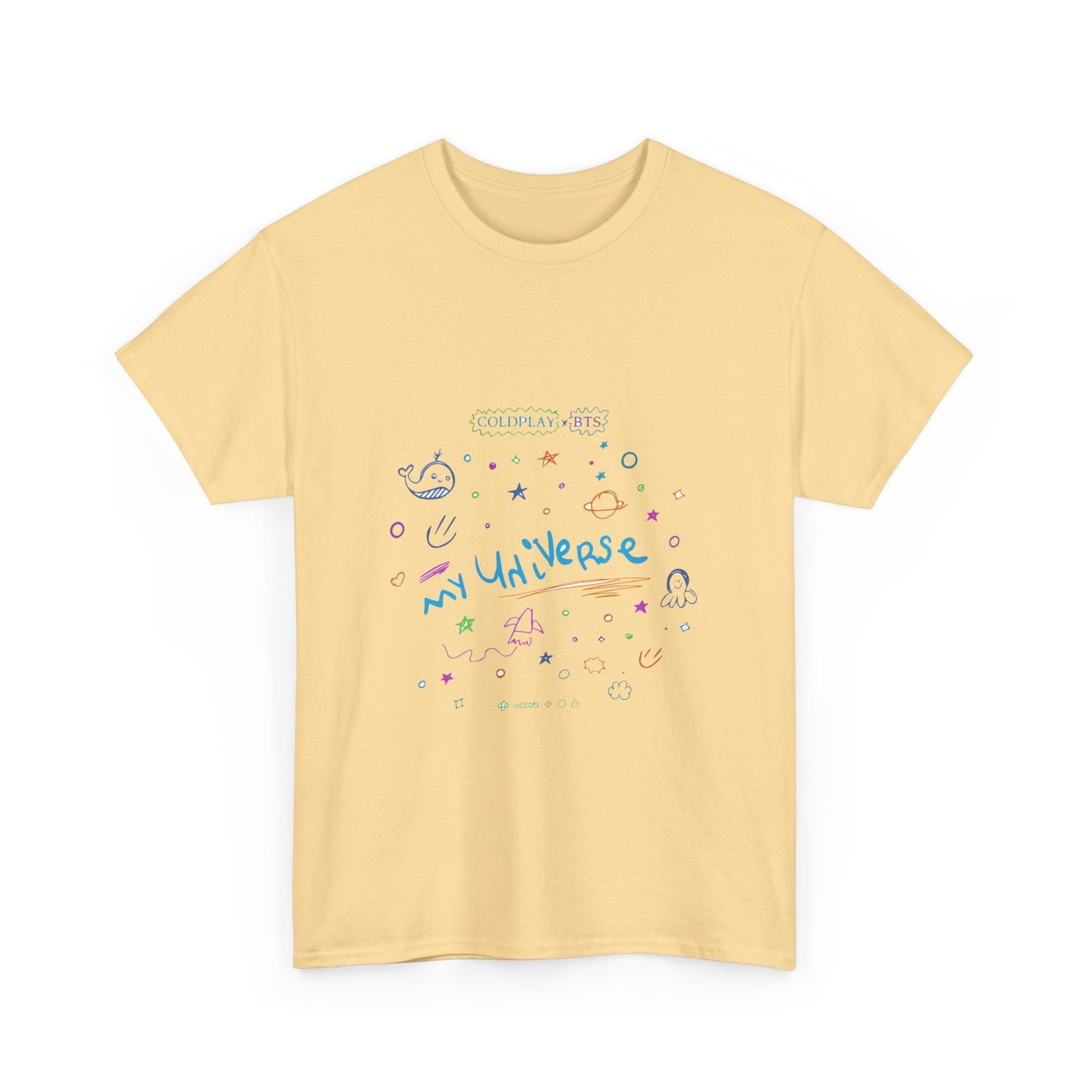 Neon Space Doodles Unisex Cotton Tee Printify