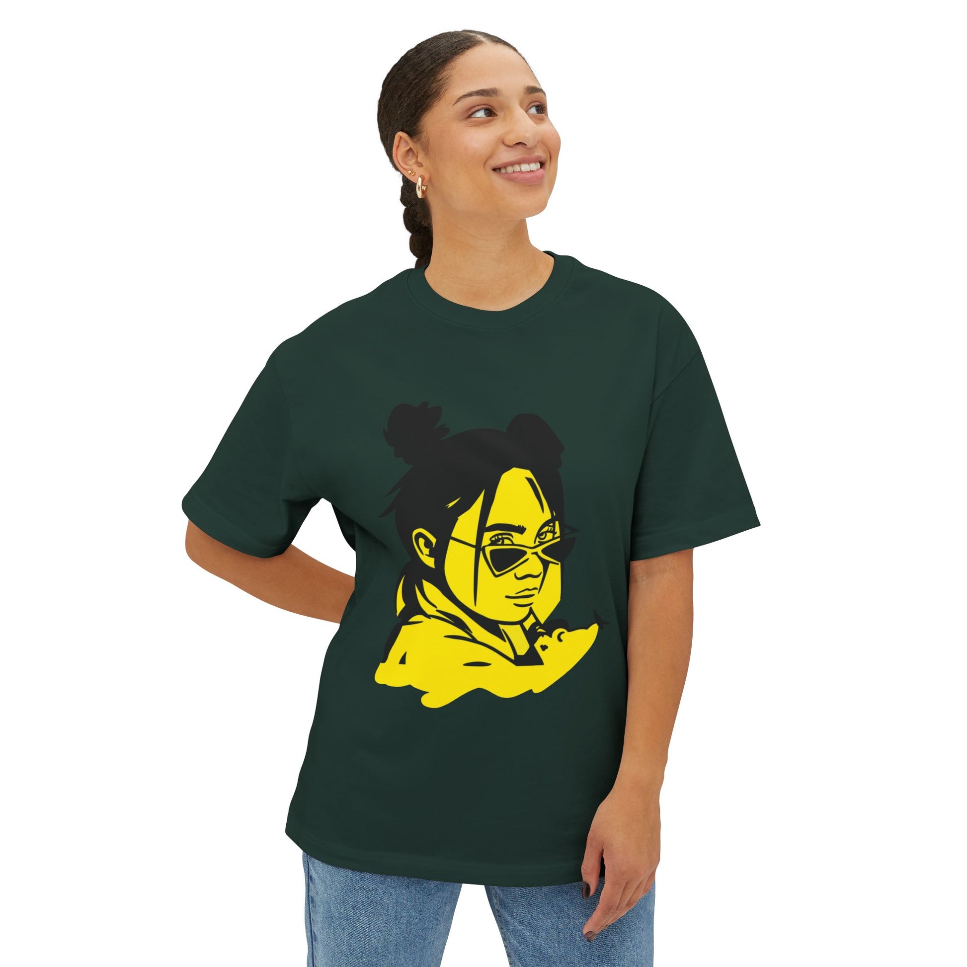 Neon Mood Portrait Oversized T-Shirt – Vibrant Streetwear Edition Printify