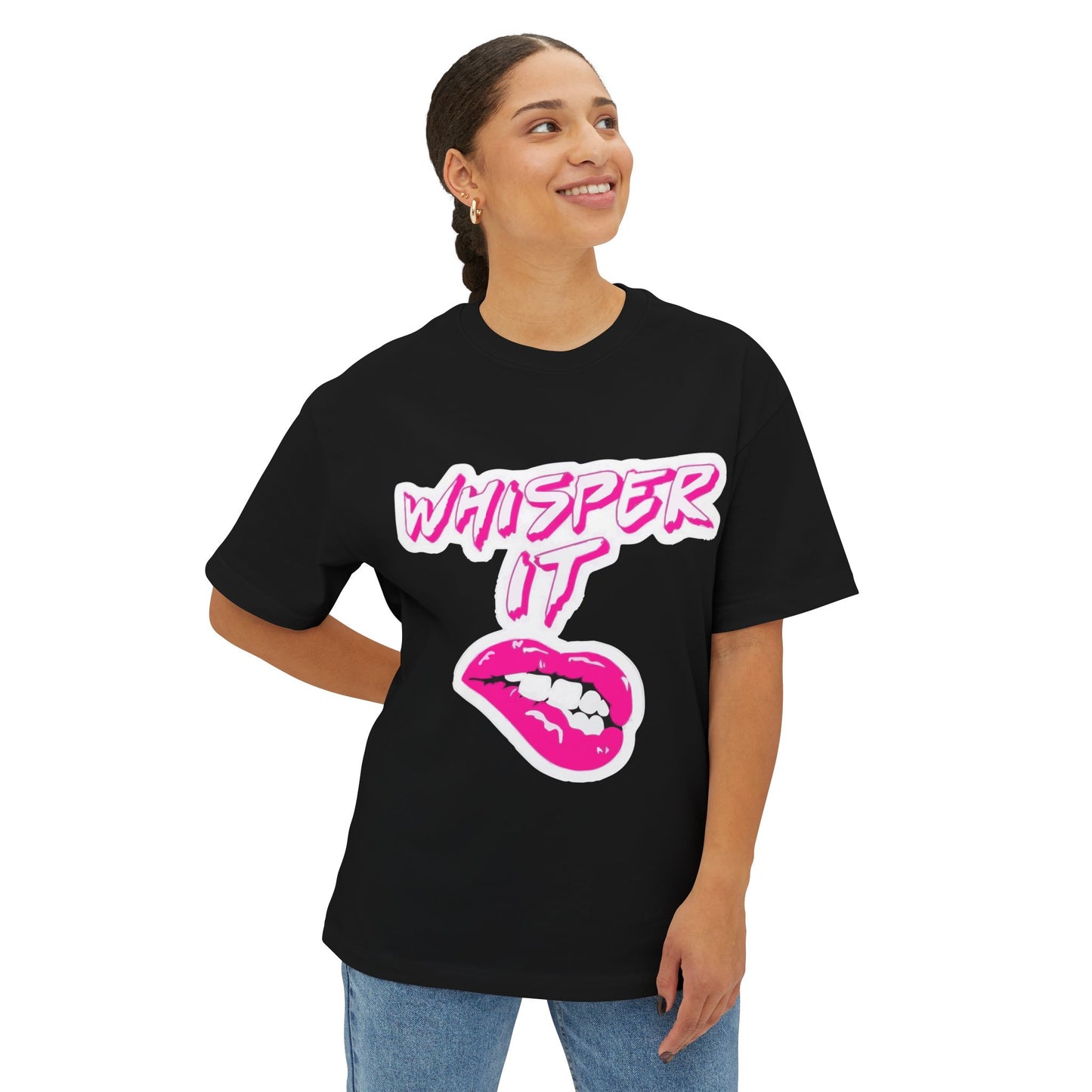 Whisper Lips Unisex Oversized Boxy Tee - snazzymerch