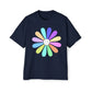 Rainbow Bloom Positivity Men's Heavy Oversized Tee - snazzymerch