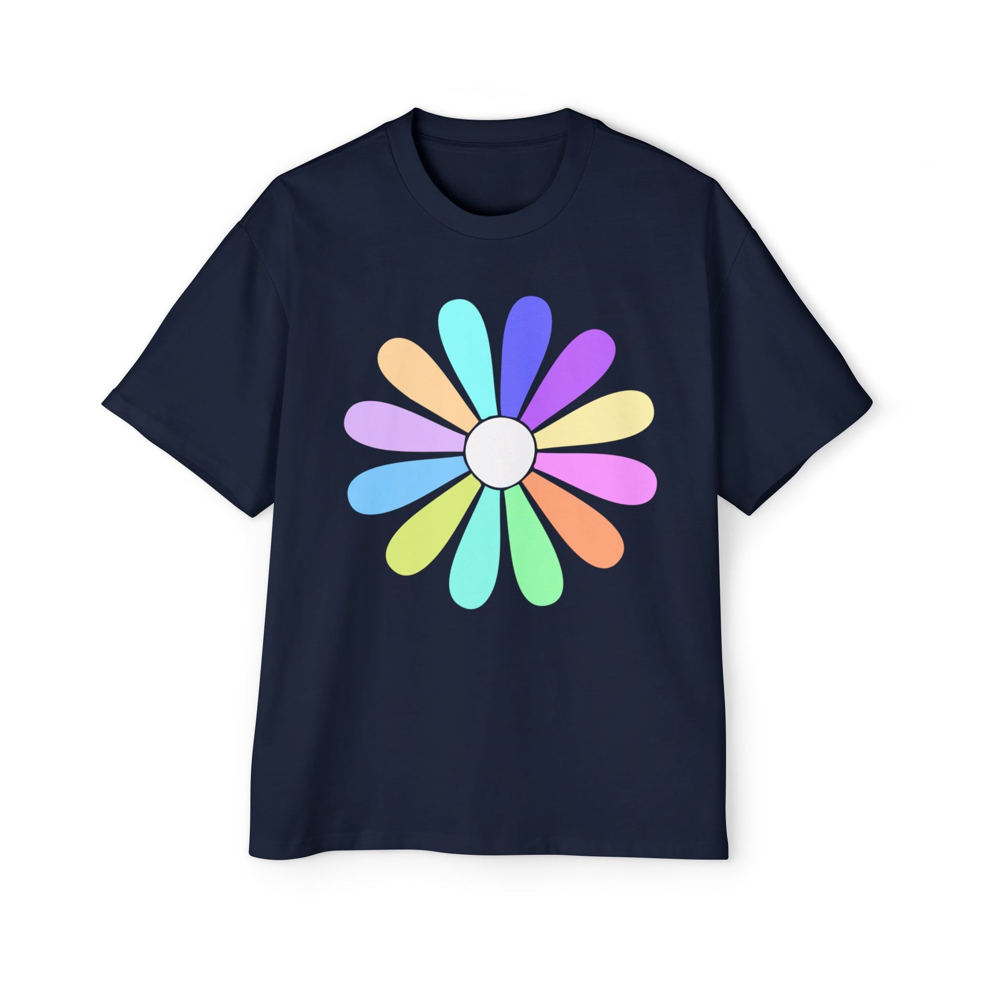 Rainbow Bloom Positivity Men's Heavy Oversized Tee - snazzymerch