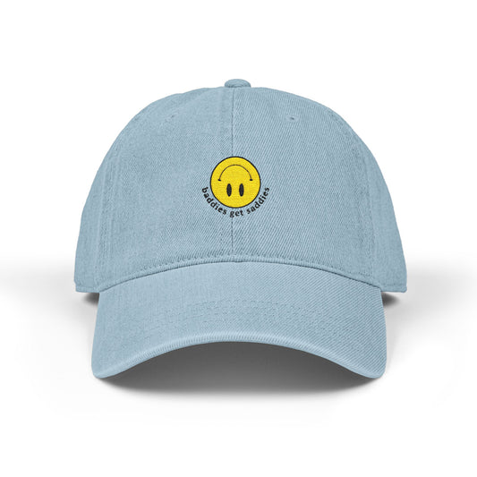 Yellow Smiley Denim Hat (Embroidery) - snazzymerch
