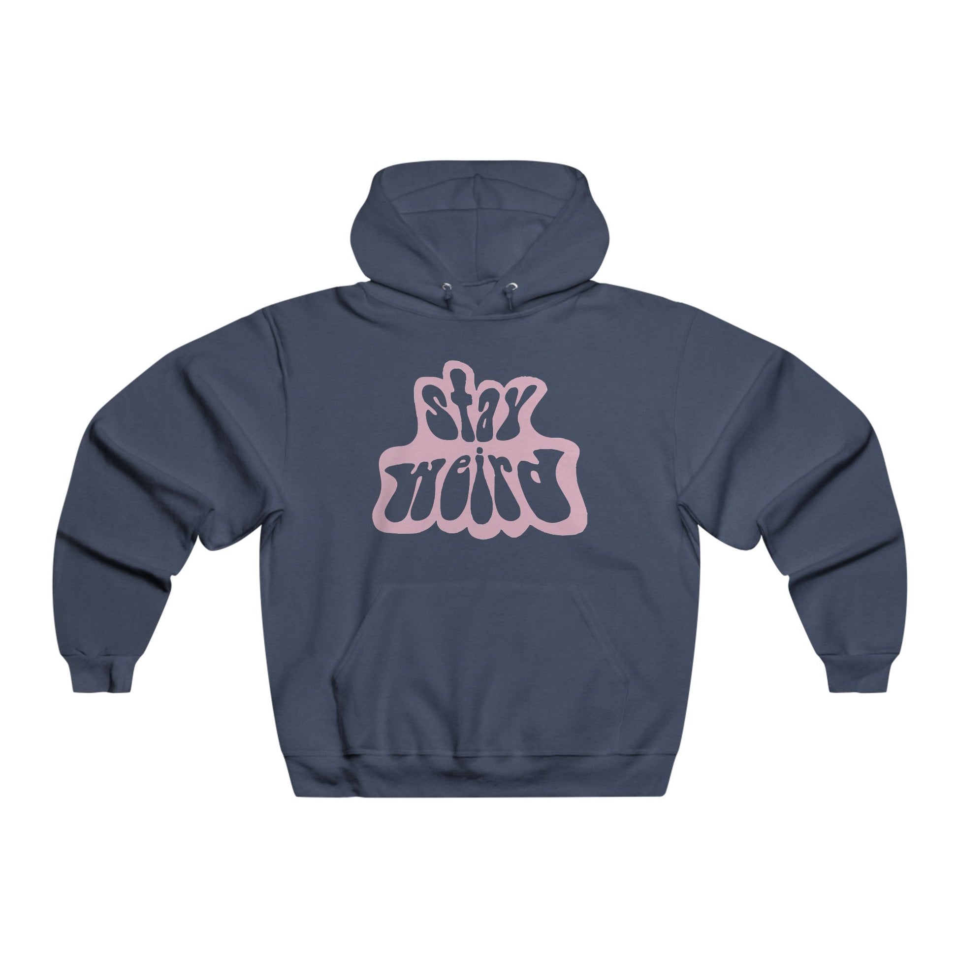 Retro Pink “Stay Weird” Typography Men's NUBLEND® Hooded Sweatshirt - snazzymerch