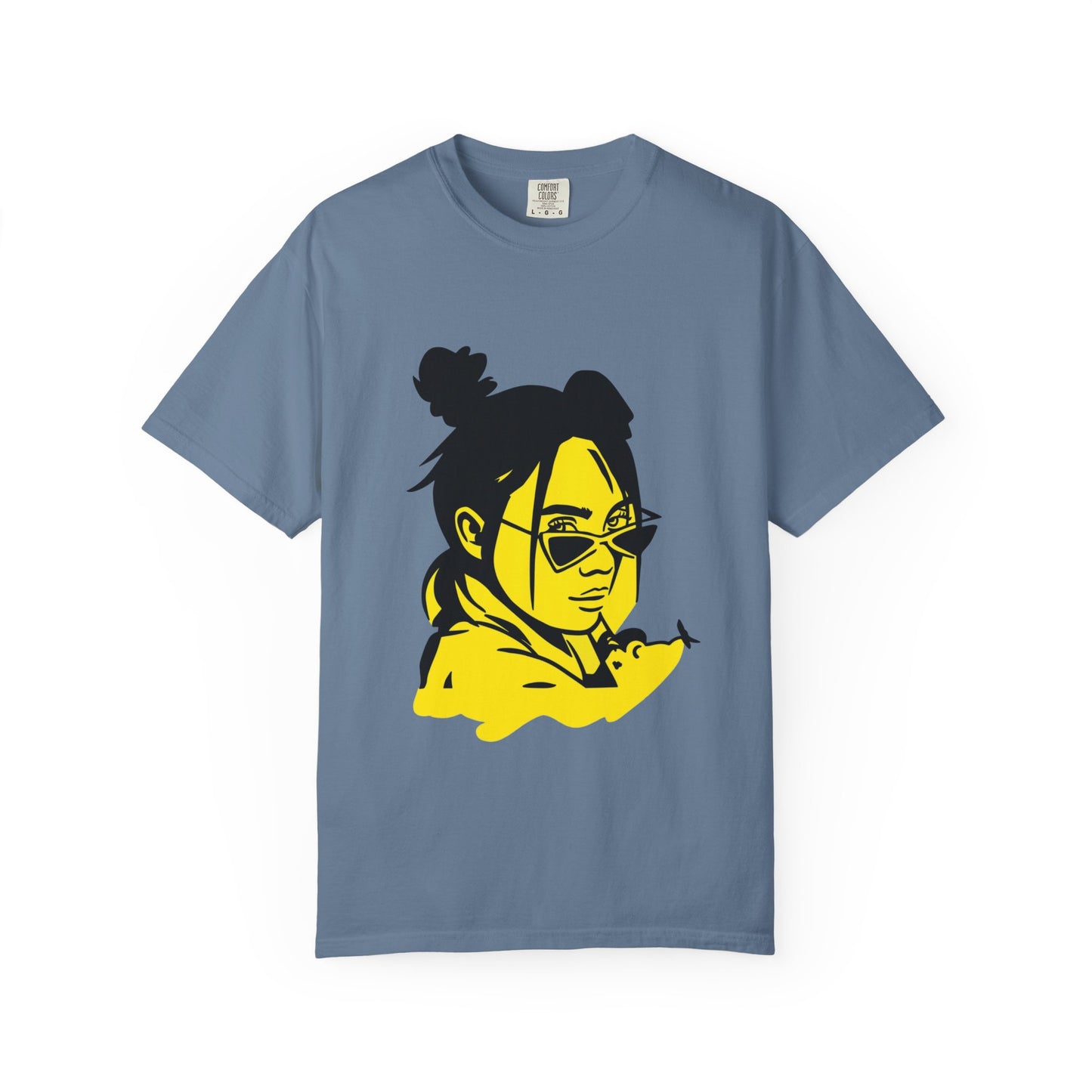 Billie Eilish Inspired Dyed T-shirt – Neon Mood Portrait Edition Printify