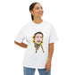 Cartoon Face with Sunflowers Unisex Oversized Boxy Tee Printify