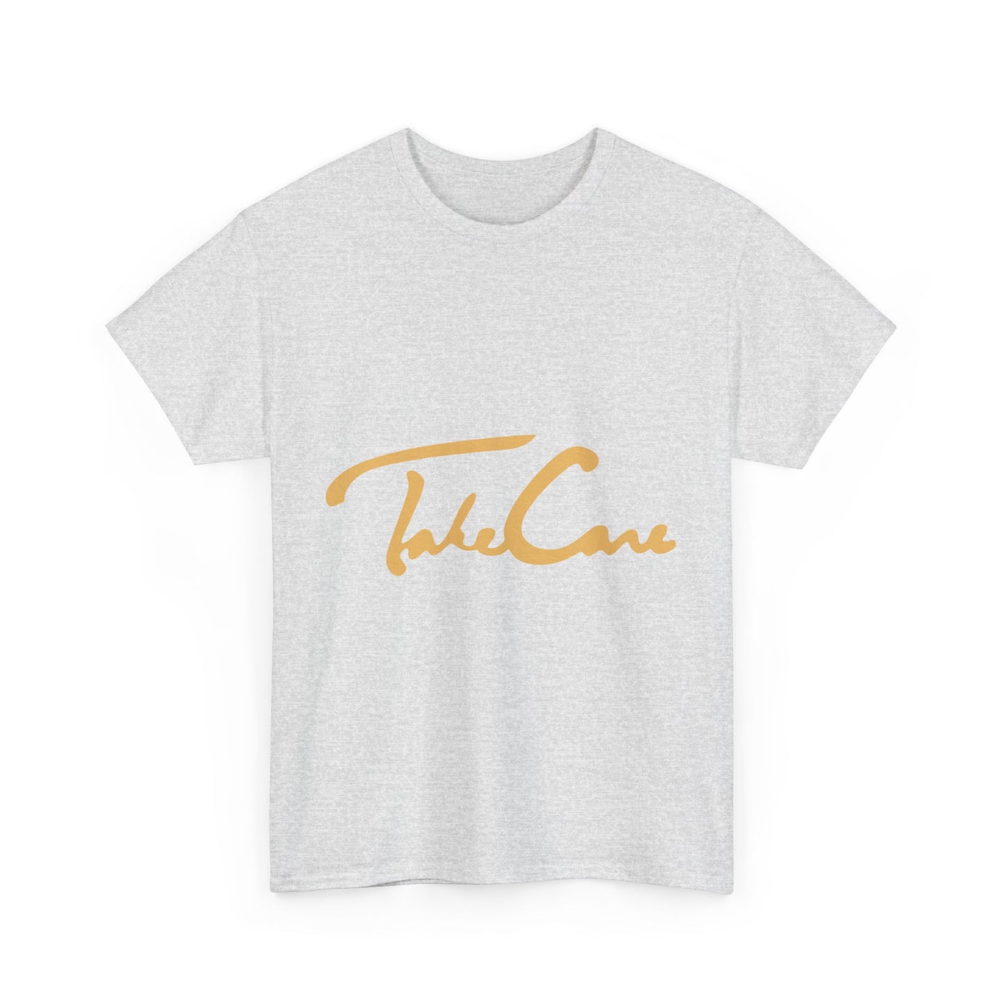 Take Care Gold Script Heavy Cotton Tee Printify