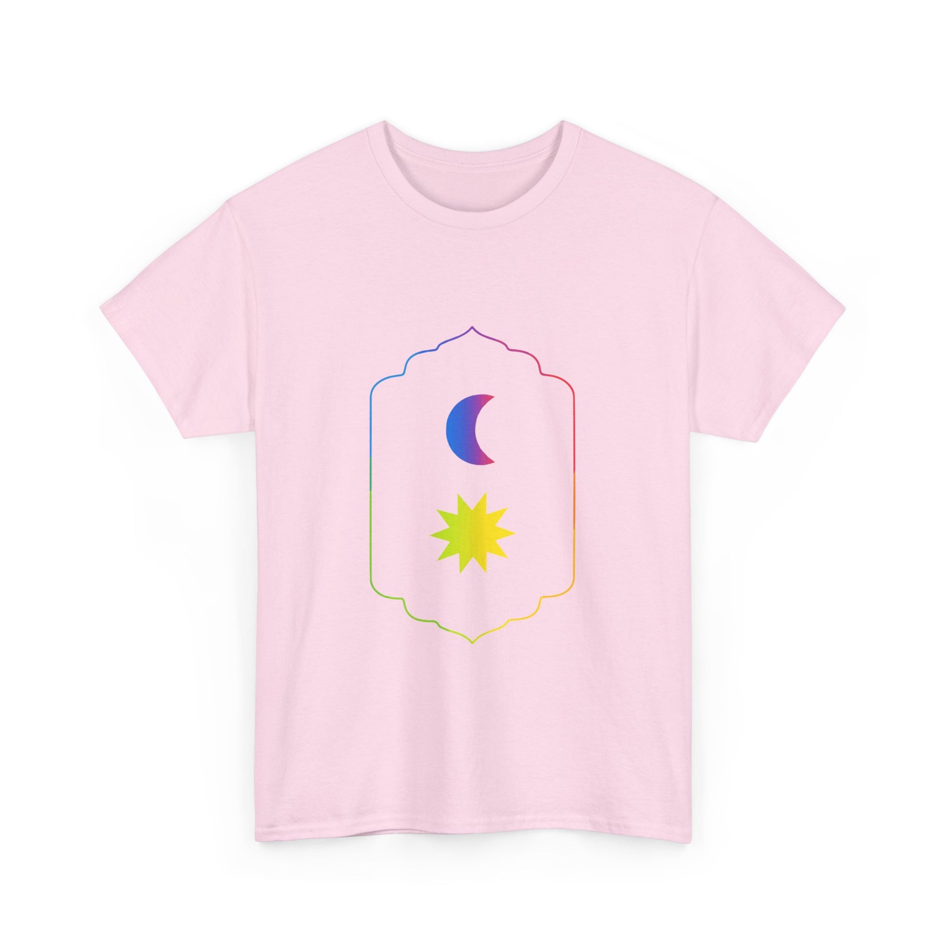 Gradient Moon and Star Emblem Unisex Cotton Tee Printify