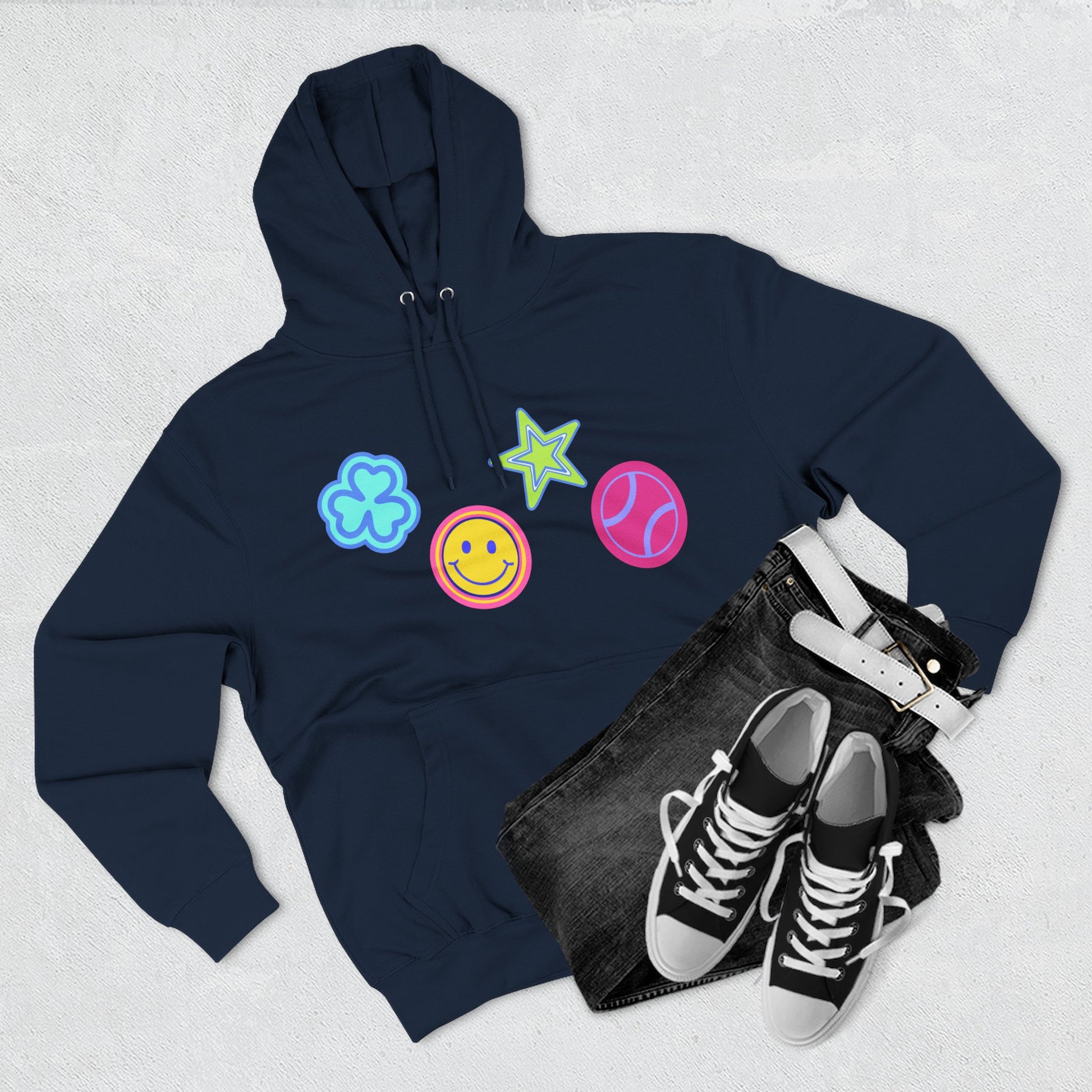 Lucky Star & Clover Patch Three-Panel Fleece Hoodie - snazzymerch