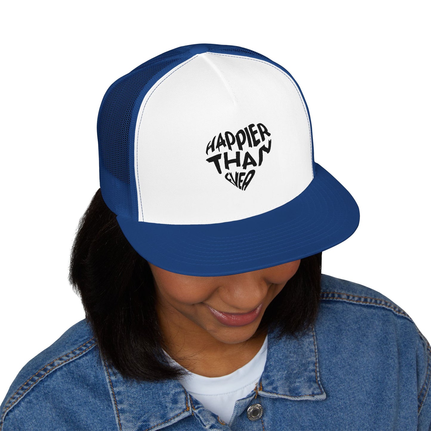 Billie Eilish Inspired Trucker Cap – Happier Heart Lettering Edition Printify