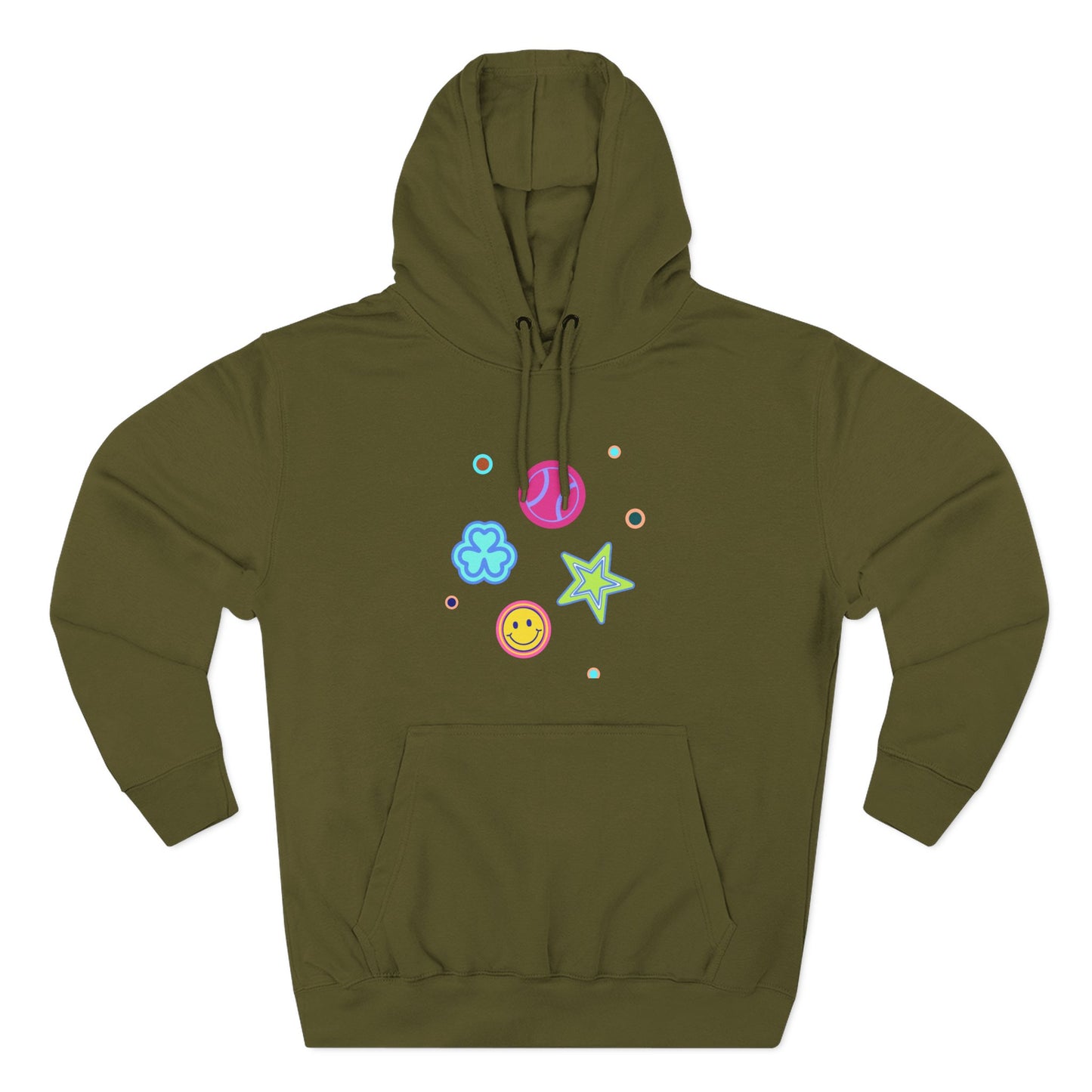 Color Pop Charm Patch Three-Panel Fleece Hoodie - snazzymerch
