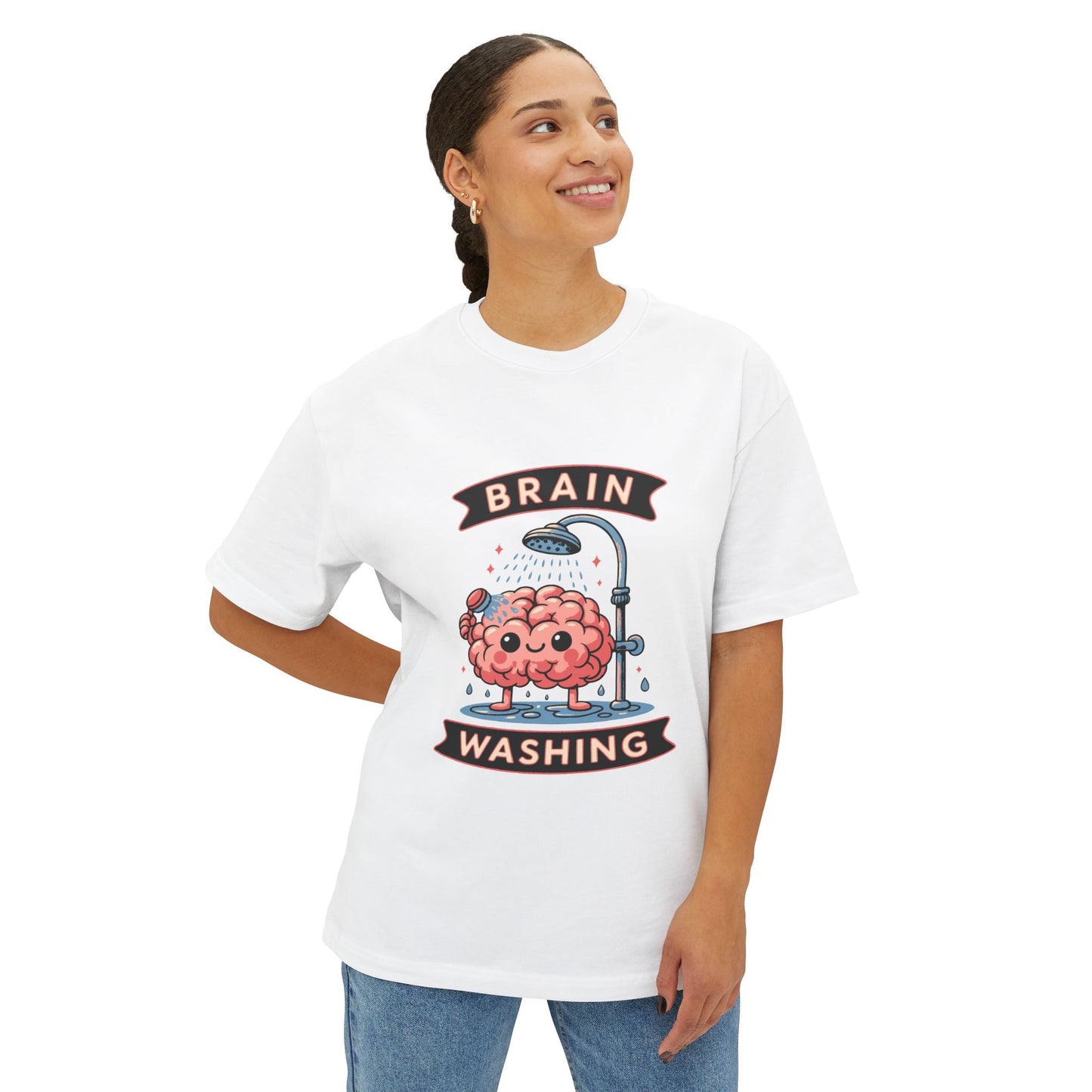 Oversized boxy Tee – Snazzy Brain washing Edition Printify