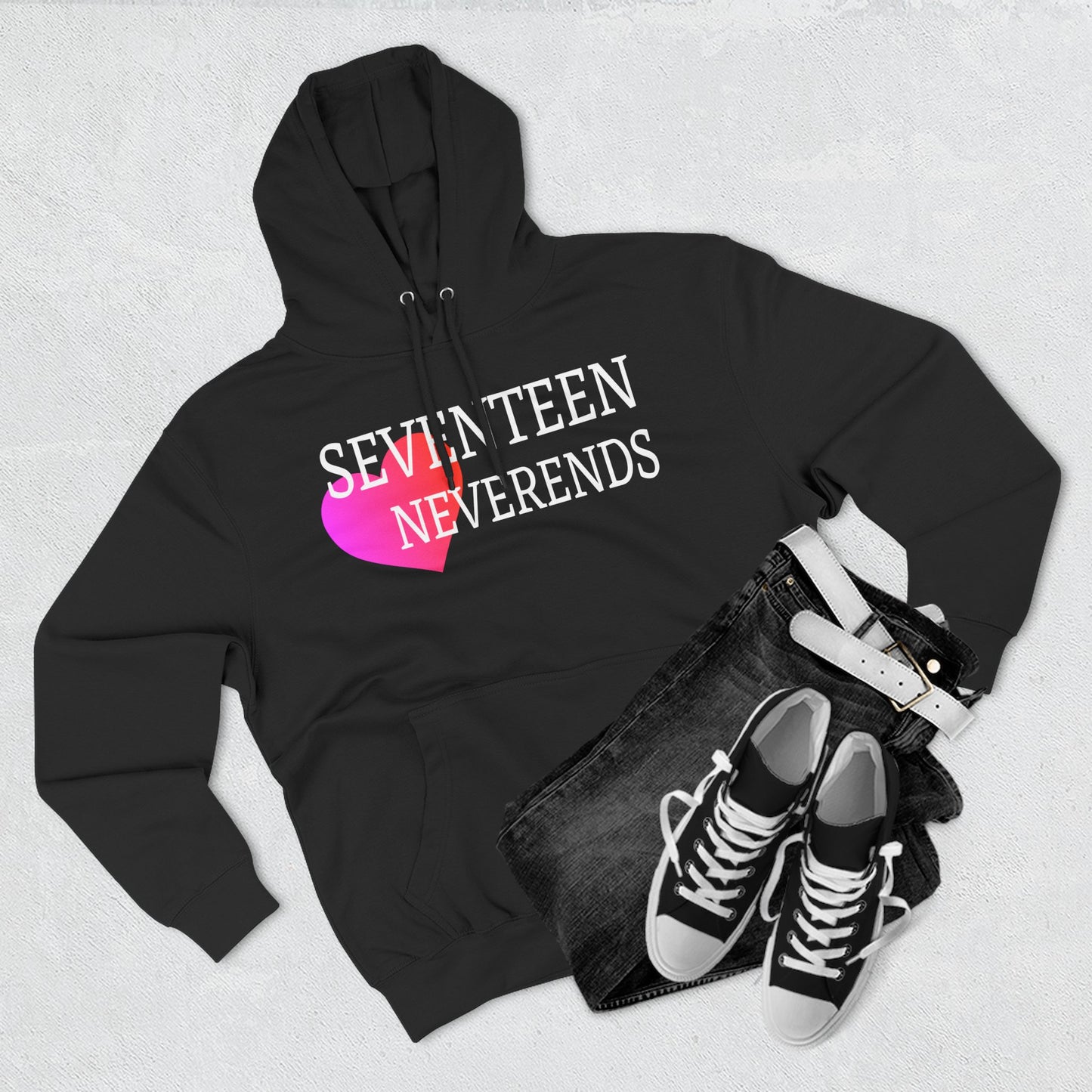 Never Ends Heart Three-Panel Fleece Hoodie - snazzymerch