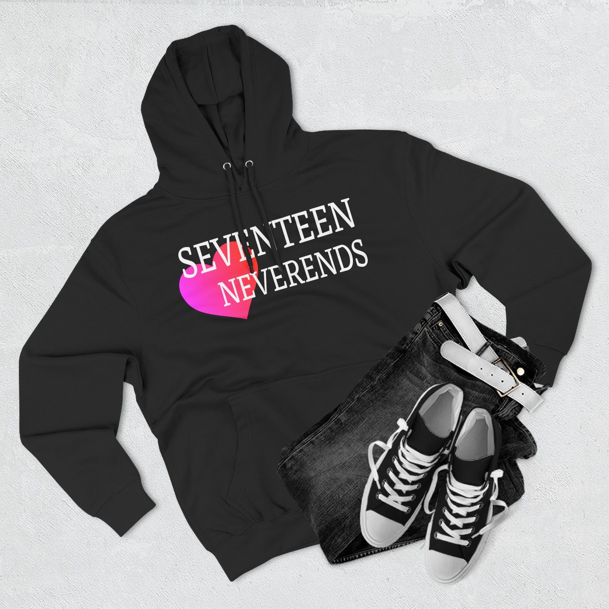 Never Ends Heart Three-Panel Fleece Hoodie - snazzymerch