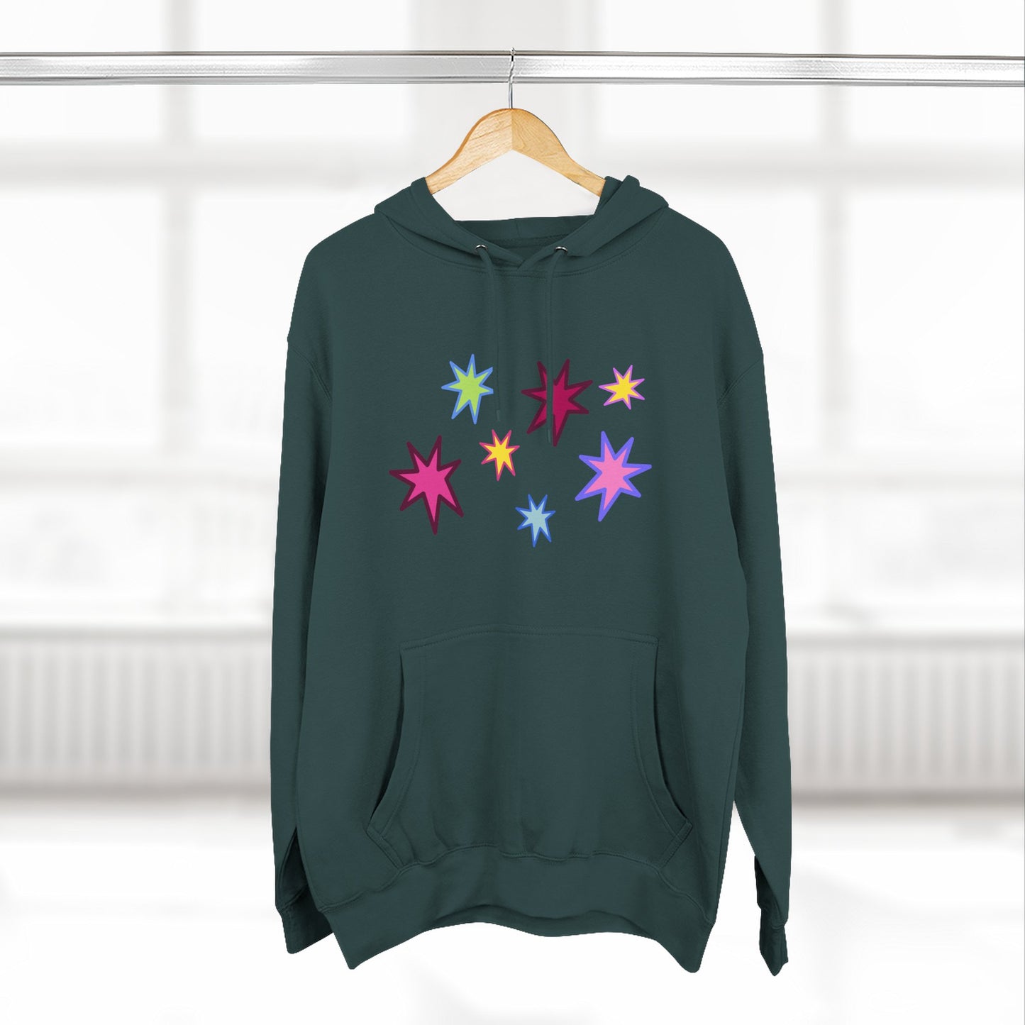 Rainbow Spark Burst Three-Panel Fleece Hoodie - snazzymerch