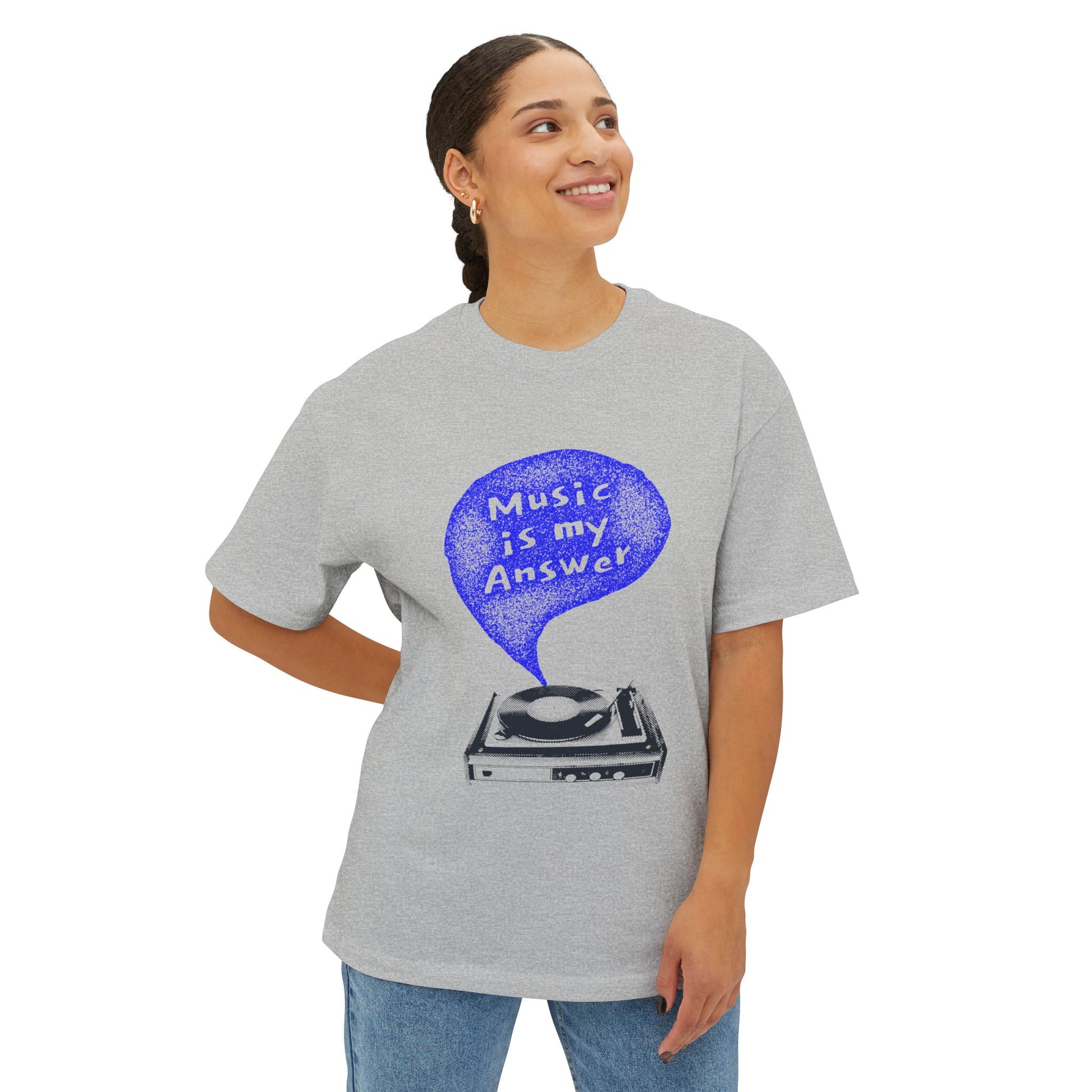 Music Is My Answer Unisex oversized Boxy Tee - snazzymerch