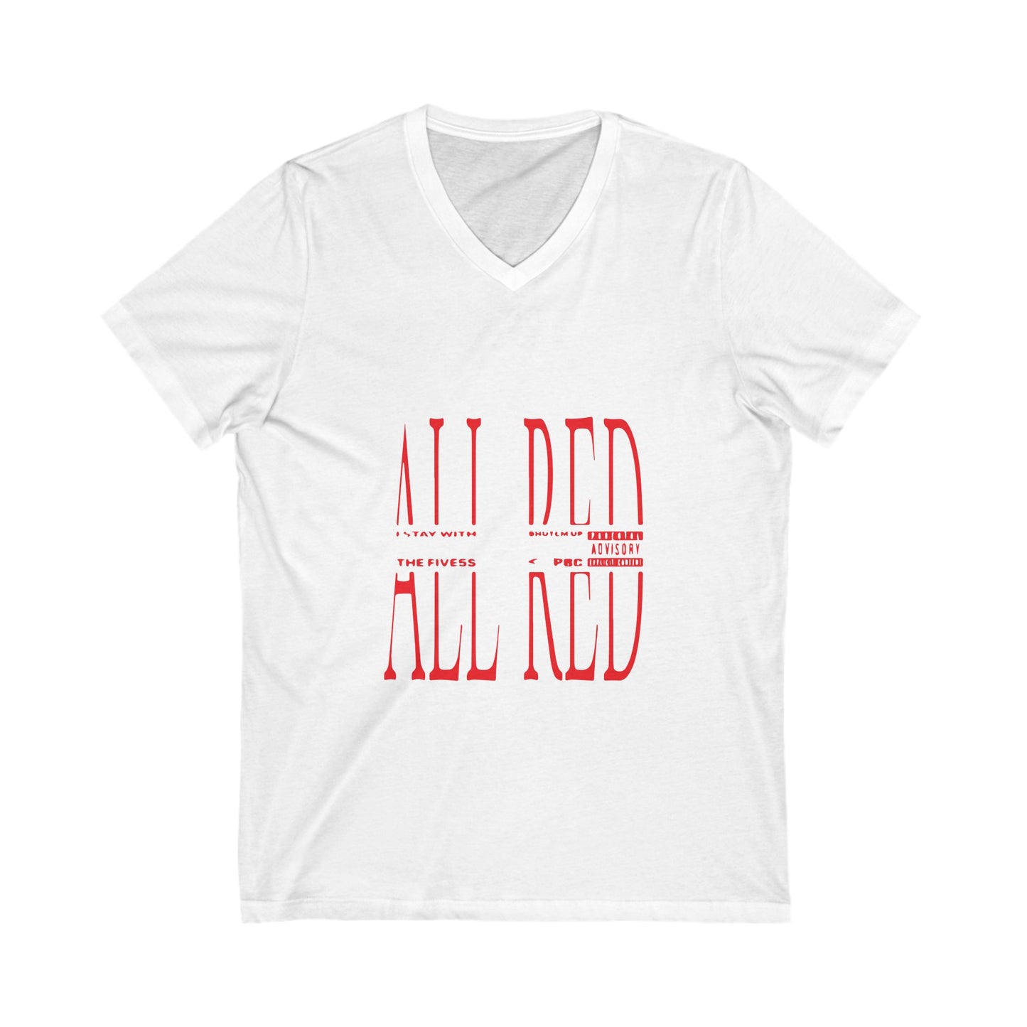 Dripping Red Script Unisex Jersey Short Sleeve V-Neck Tee - snazzymerch