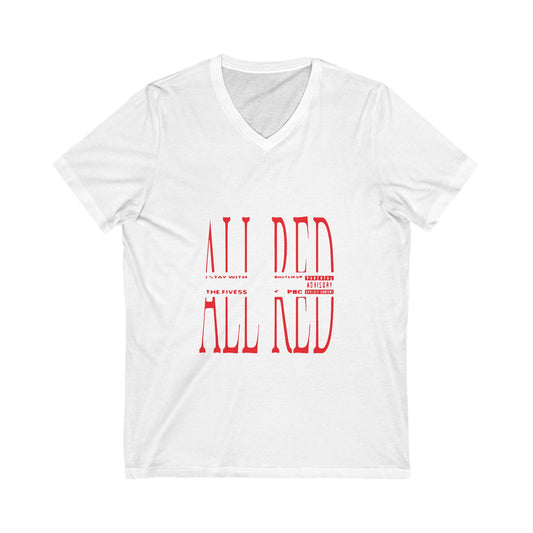 Dripping Red Script Unisex Jersey Short Sleeve V-Neck Tee - snazzymerch