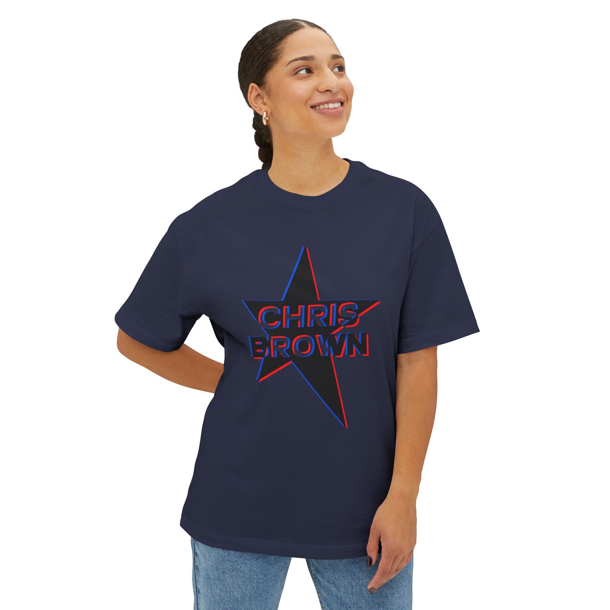 Star Outline Retro Unisex oversized Boxy Tee - snazzymerch