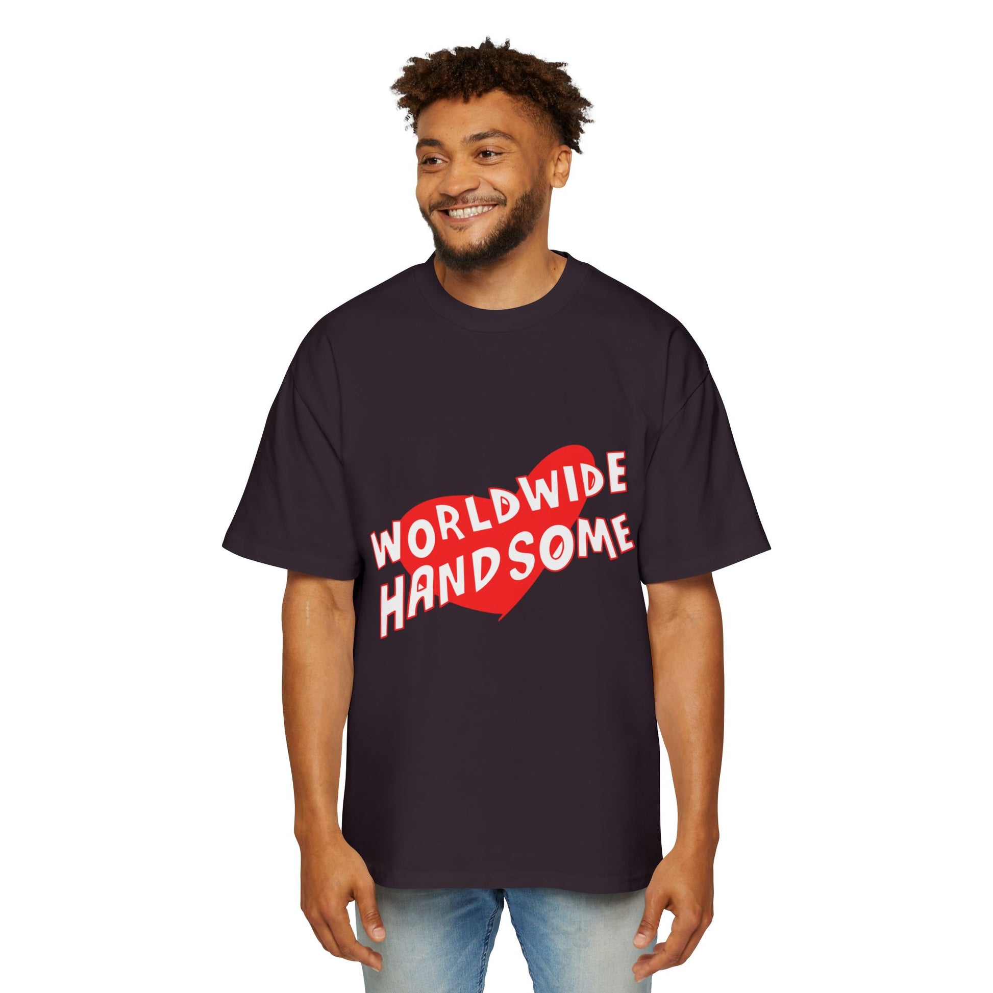 Worldwide Handsome Heart Men's Heavy Oversized Tee - snazzymerch