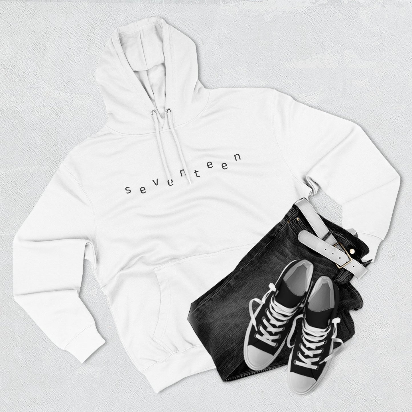 Minimal White Orbit Three-Panel Fleece Hoodie - snazzymerch