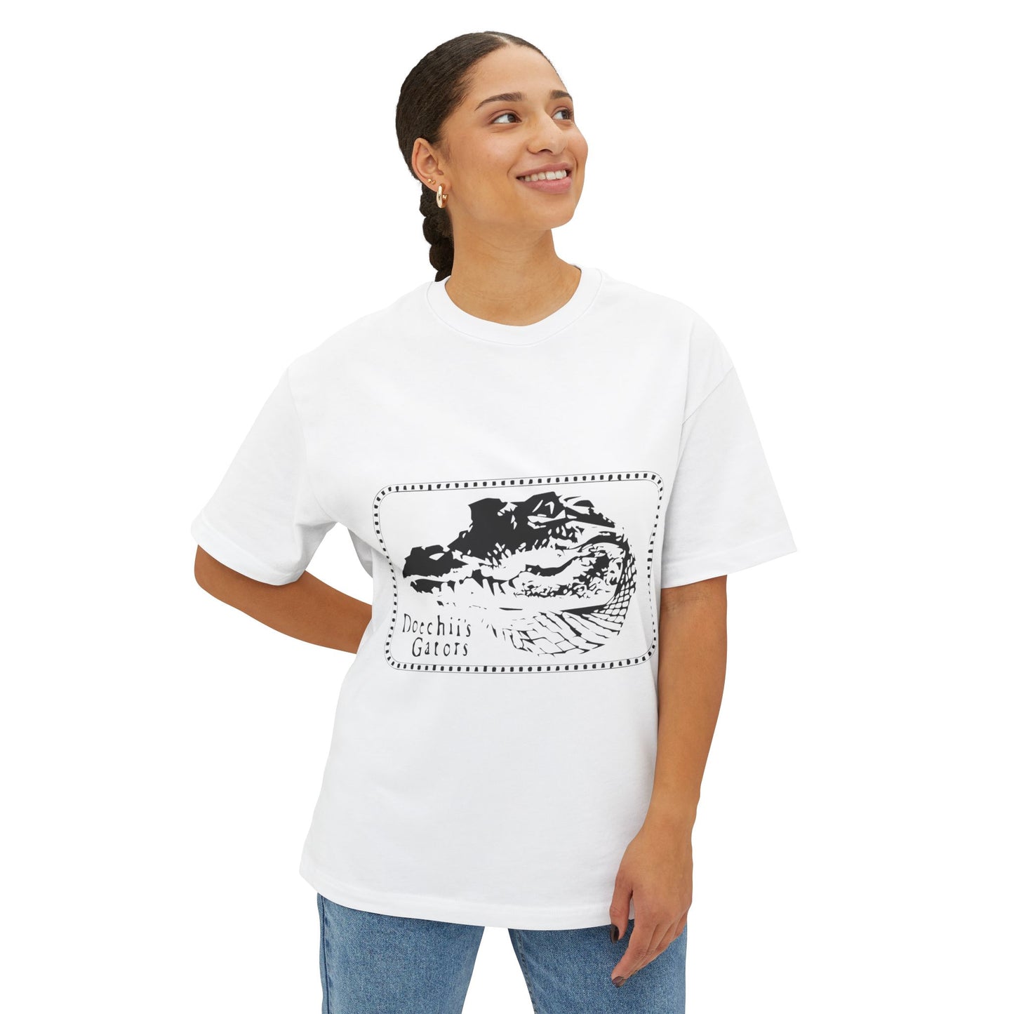 Bold Outline Typography Unisex Oversized Boxy Tee - snazzymerch