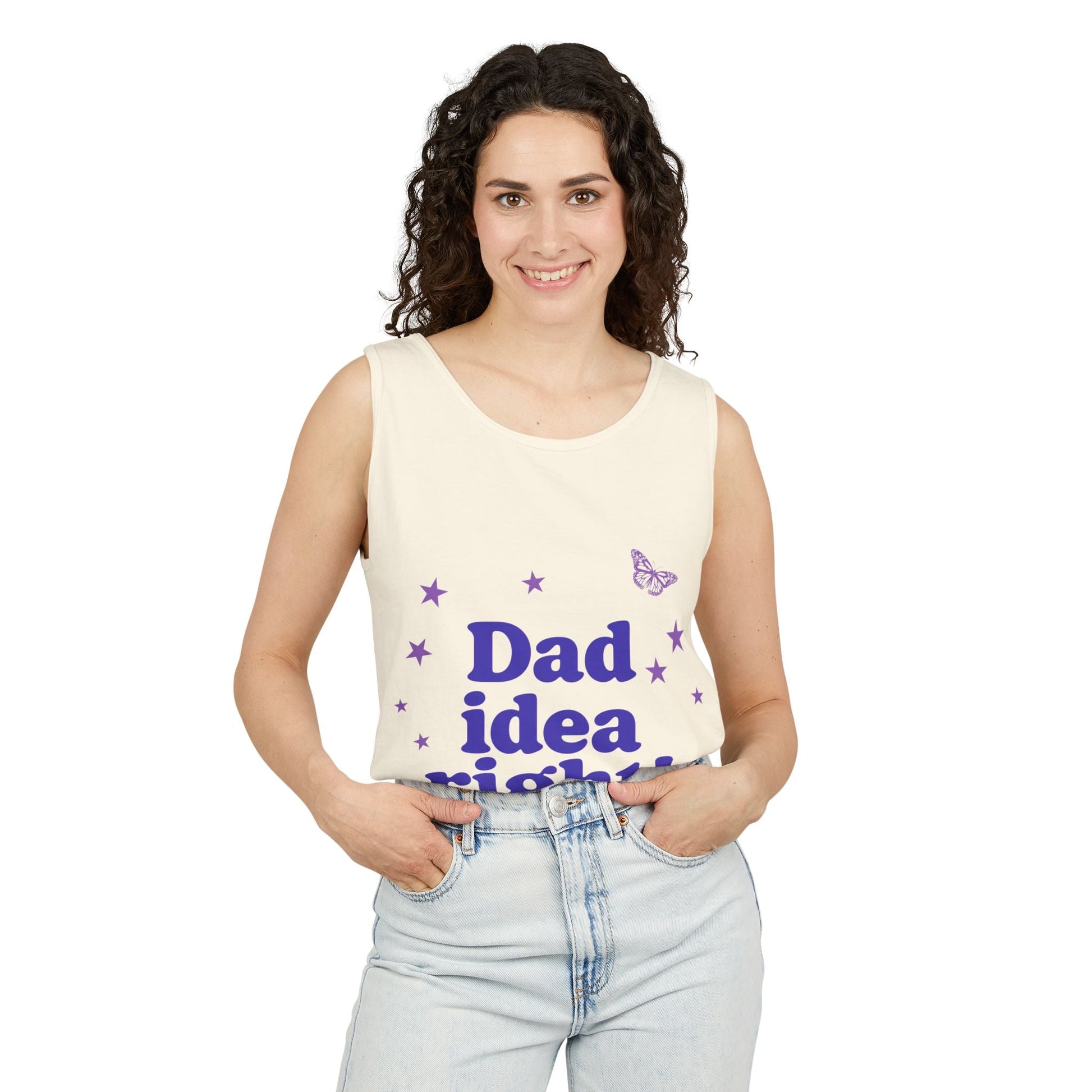 Dad Idea Right! Star & Butterfly-Dyed Tank Top Printify