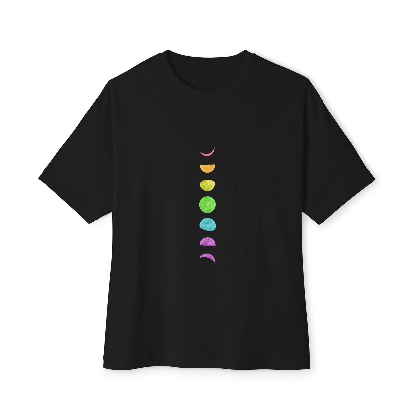 Rainbow Lunar Phases Unisex Oversized Boxy Tee Printify
